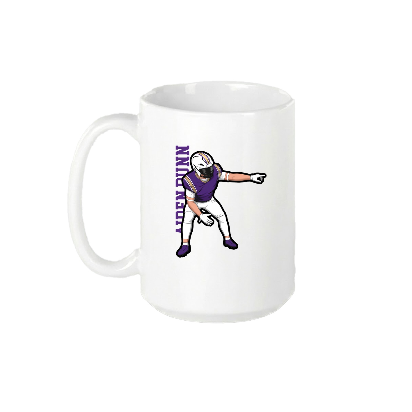 15oz Coffee Mug — Name Vertical in White