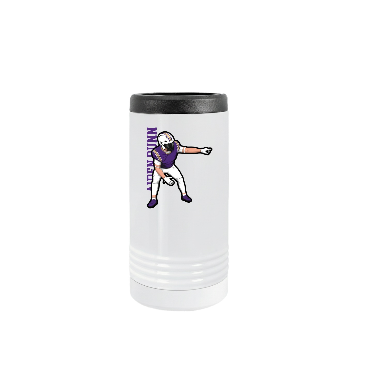 Slim Beverage Holder — Name Vertical in White