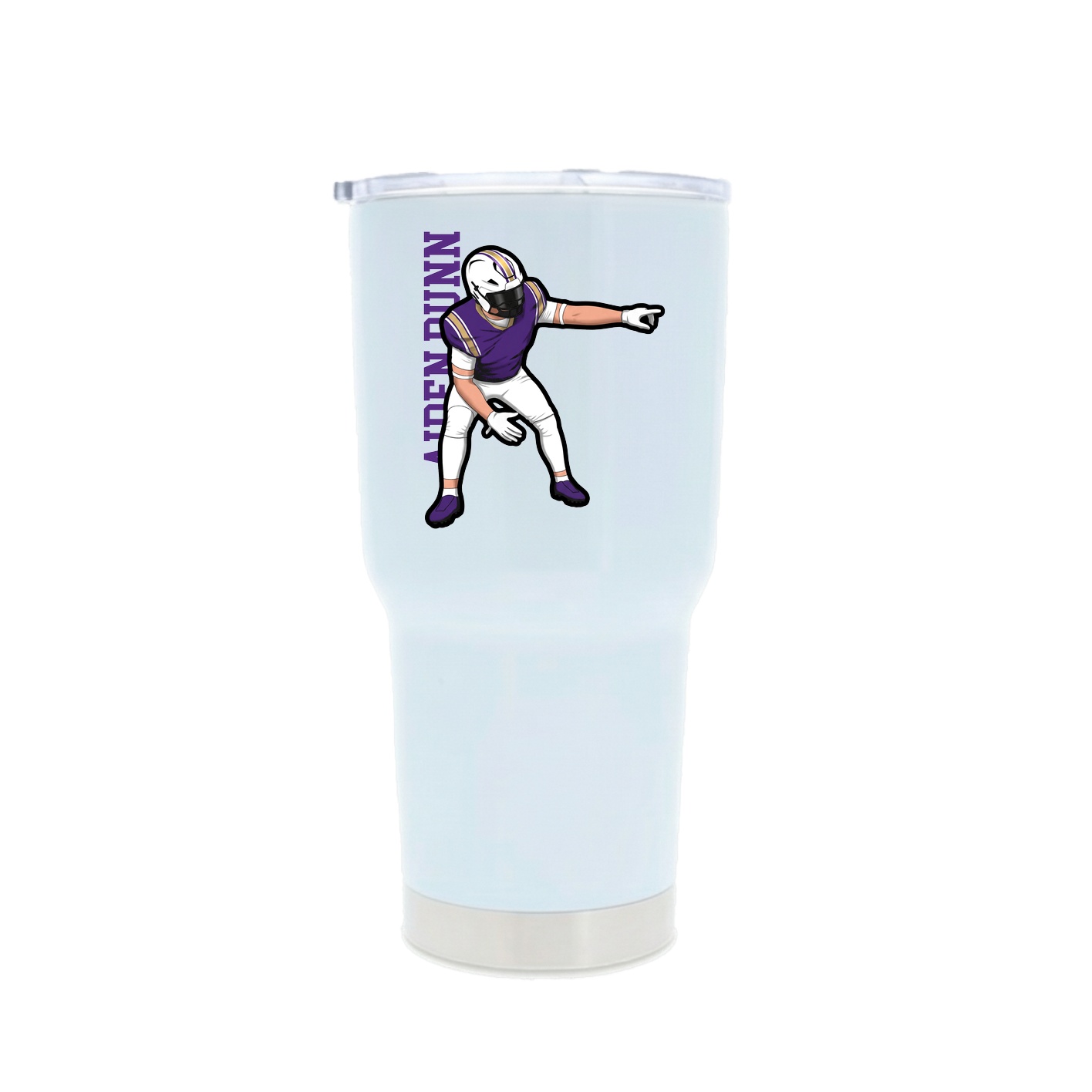 30oz Stainless Steel Tumbler — Name Vertical in White