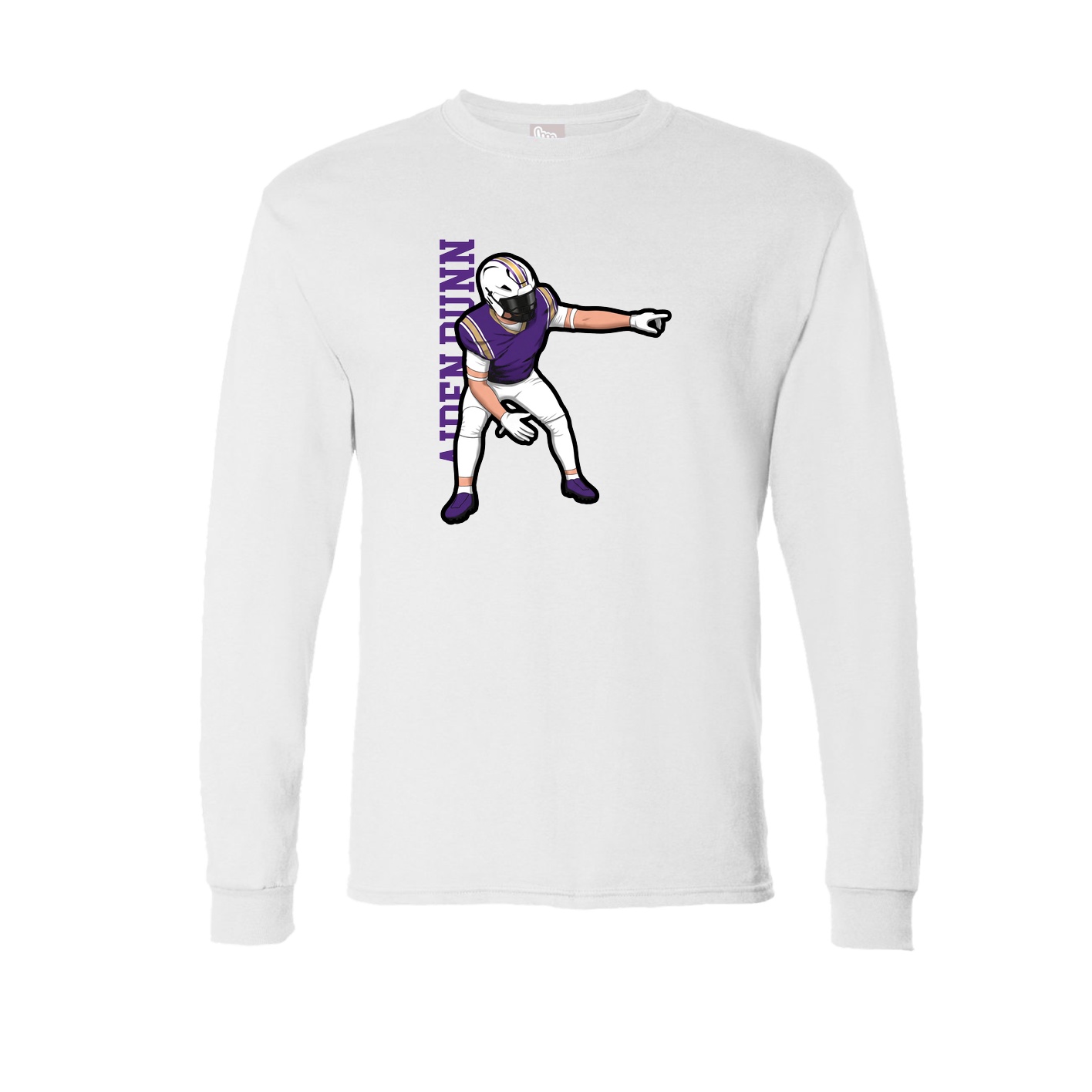 Long Sleeve Tee — Name Vertical in White