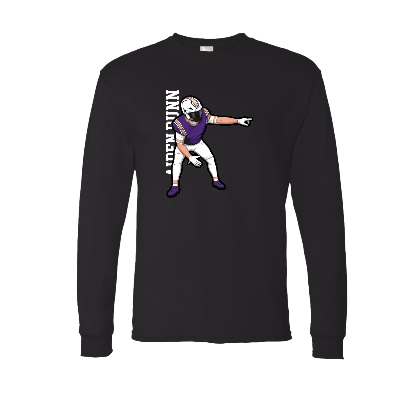 Long Sleeve Tee — Name Vertical in Black