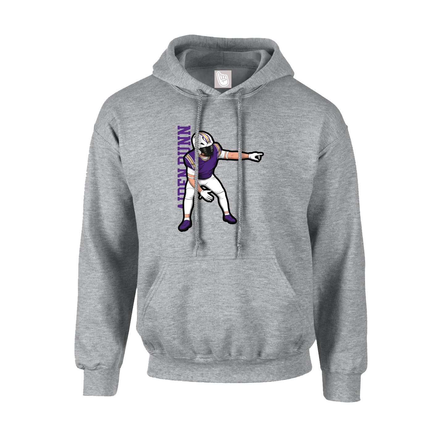 Youth Hoodie — Name Vertical in Grey