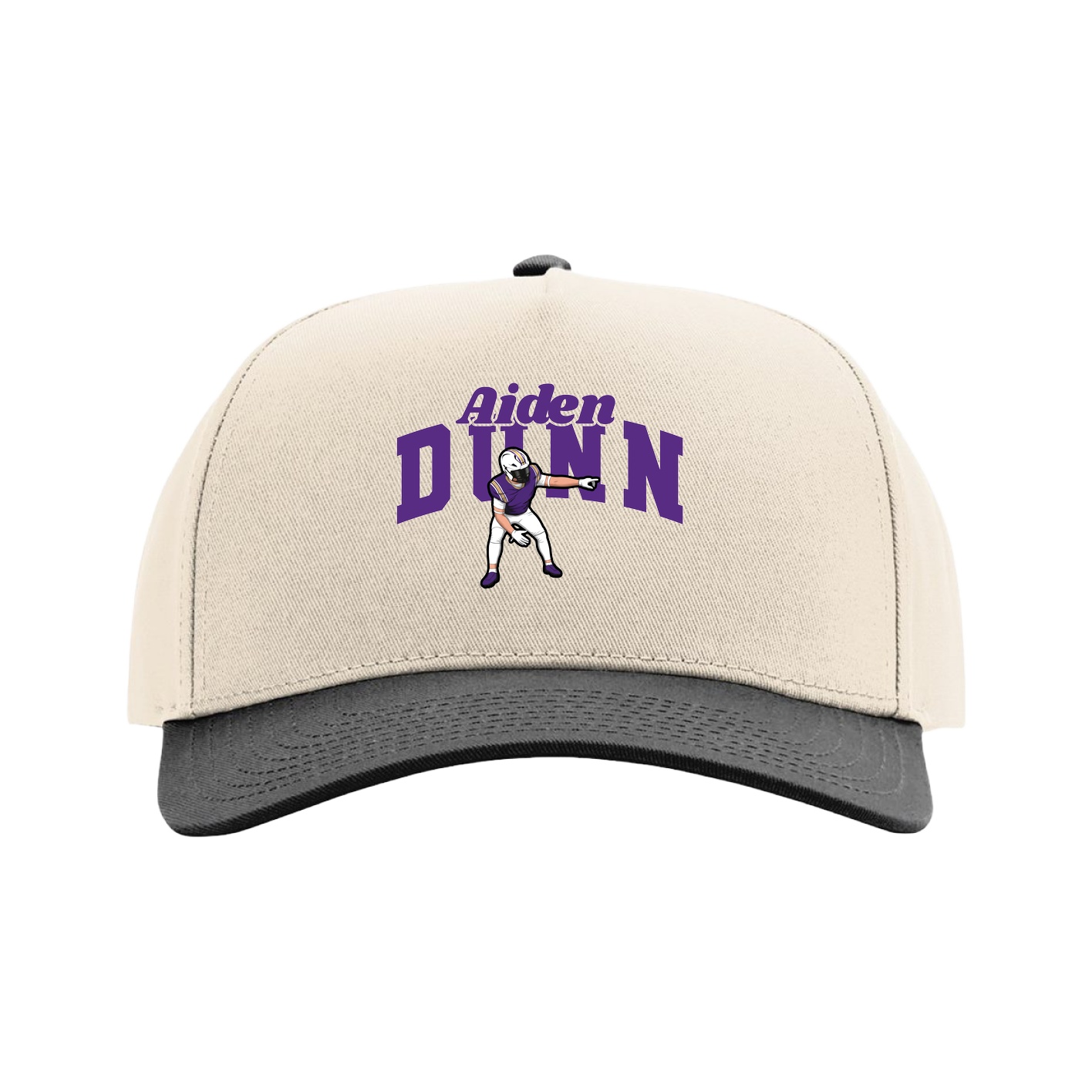 Full Fabric Five-Panel Champ Cap — Signature Arch in Cream/Black