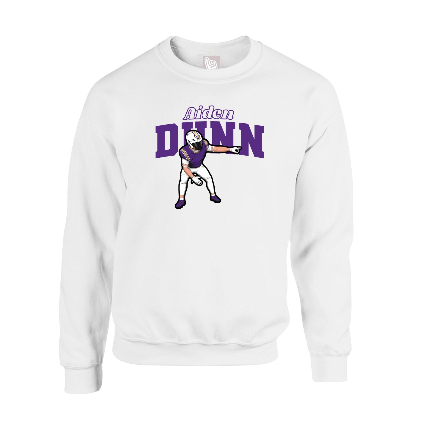 Fleece Crew — Name Arch in White