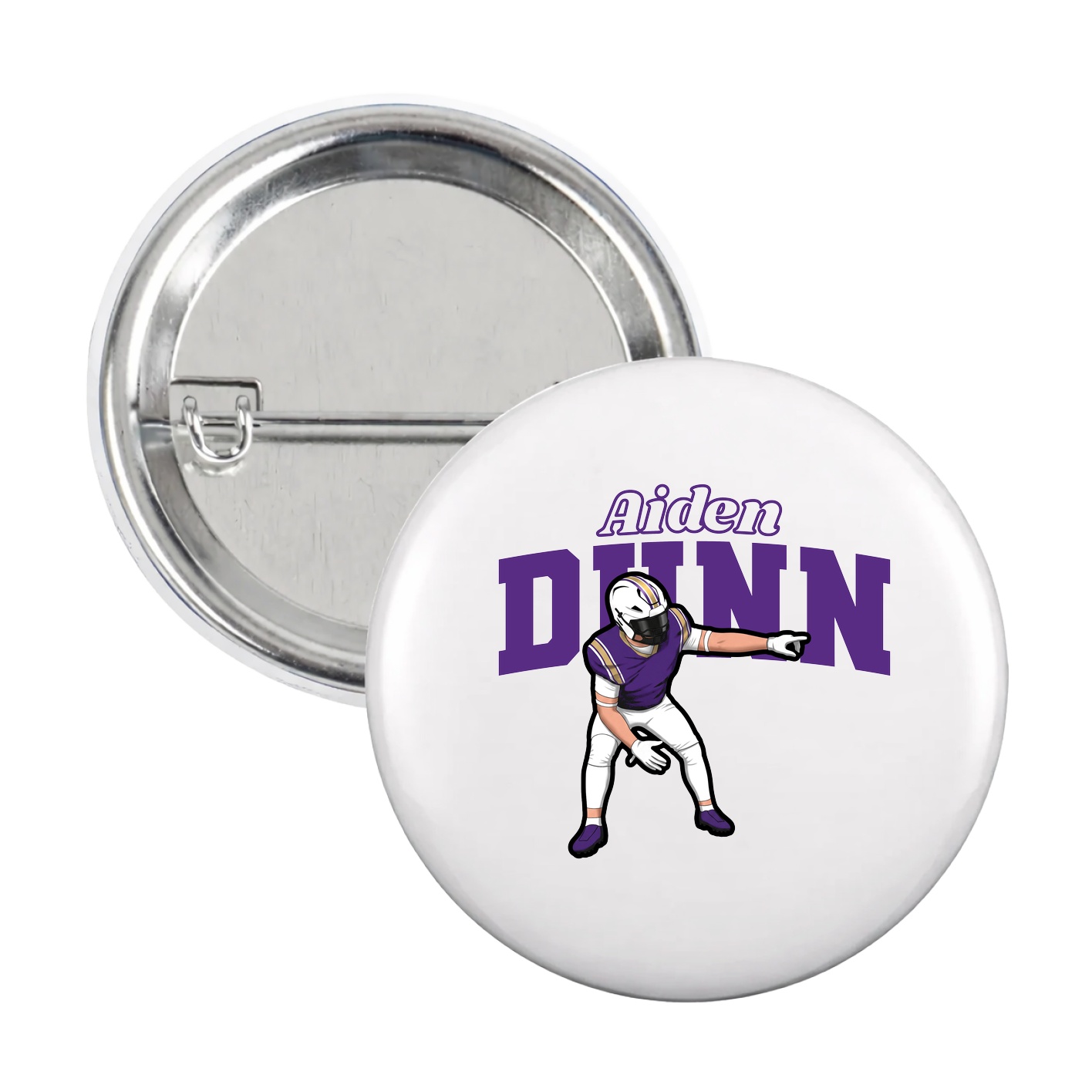 Game Day Button — Name Arch in White