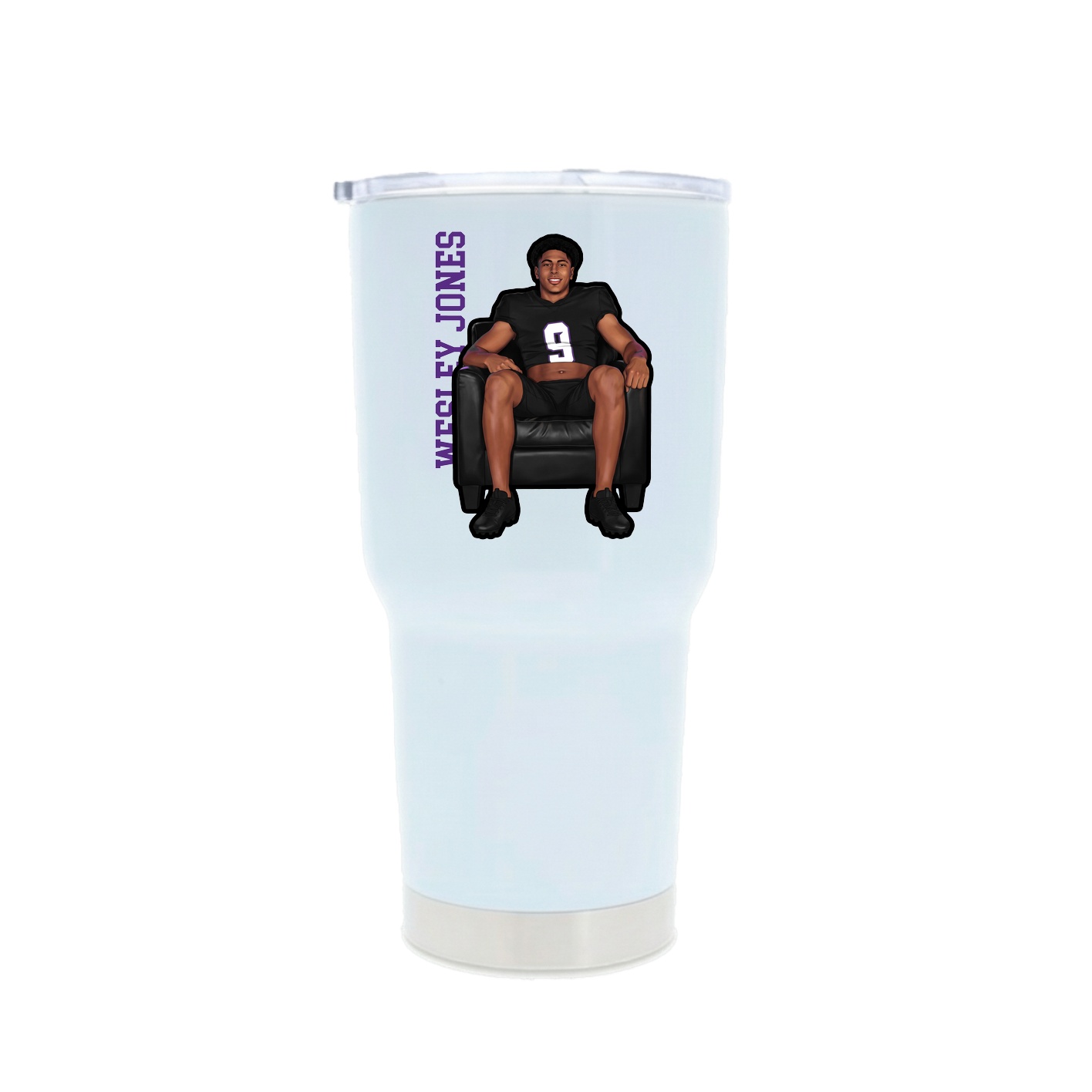 30oz Stainless Steel Tumbler — Name Vertical in White