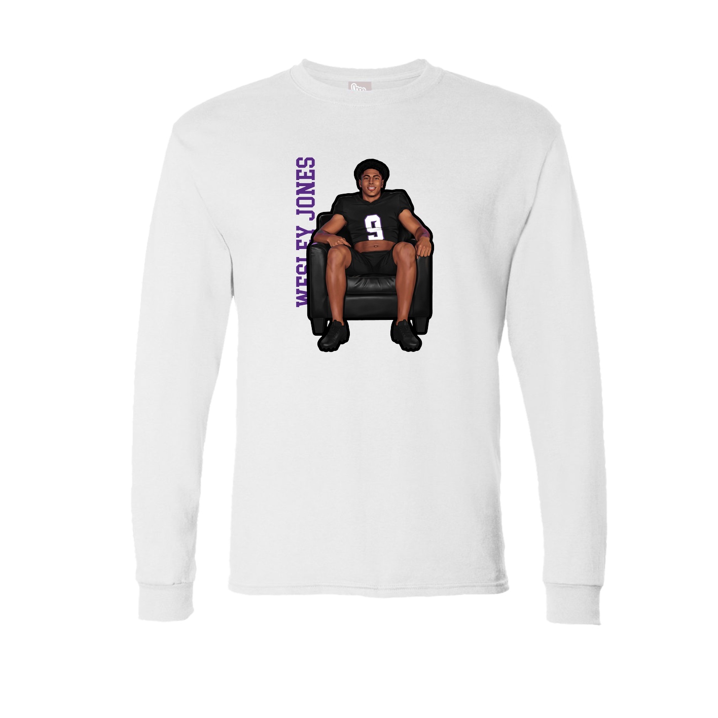 Long Sleeve Tee — Name Vertical in White