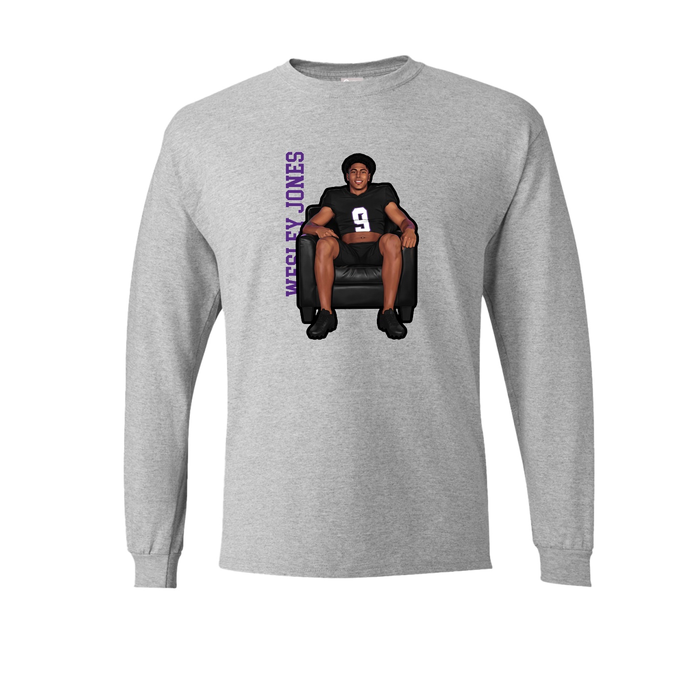 Long Sleeve Tee — Name Vertical in Grey
