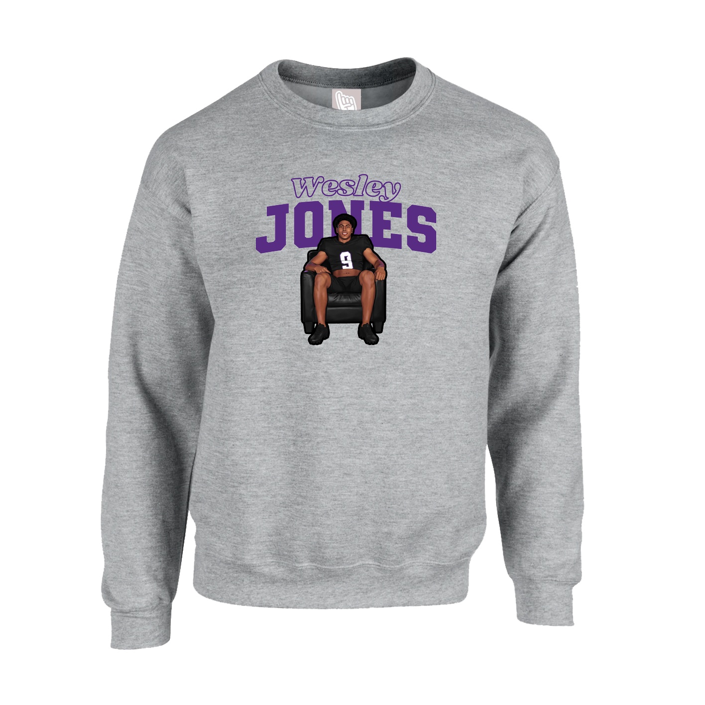 Fleece Crew — Name Arch in Grey