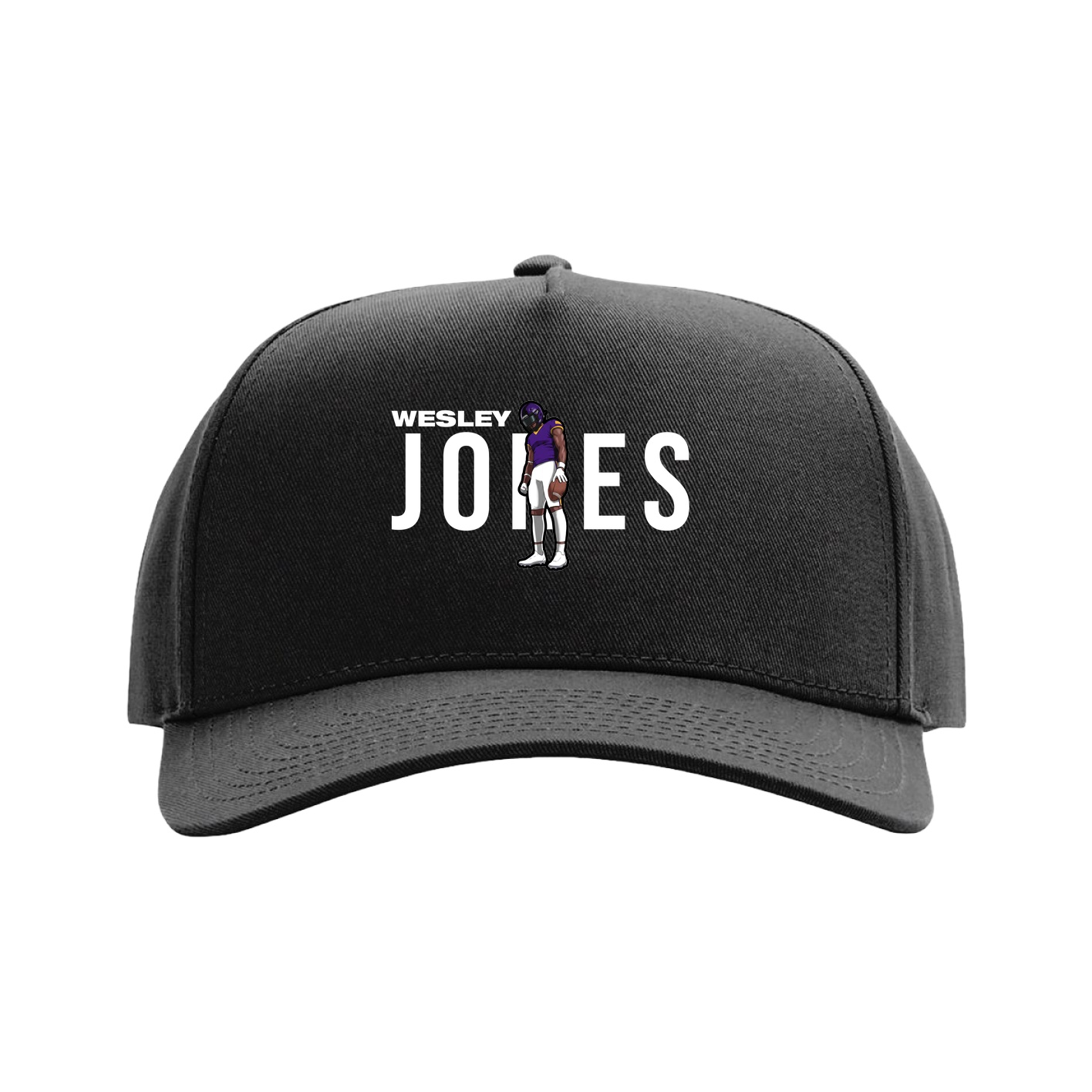 Full Fabric Five-Panel Champ Cap — Player Name in Black