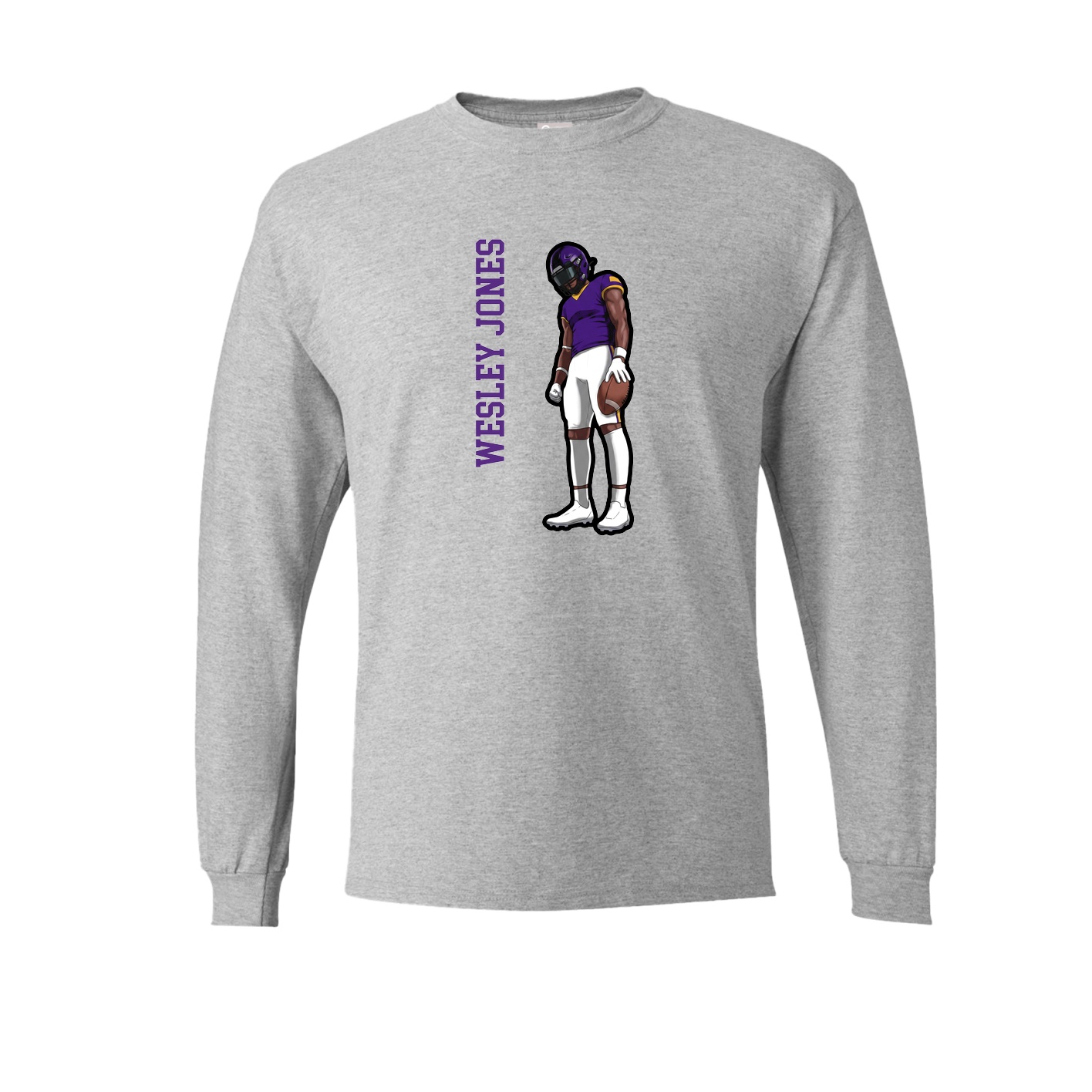 Long Sleeve Tee — Name Vertical in Grey