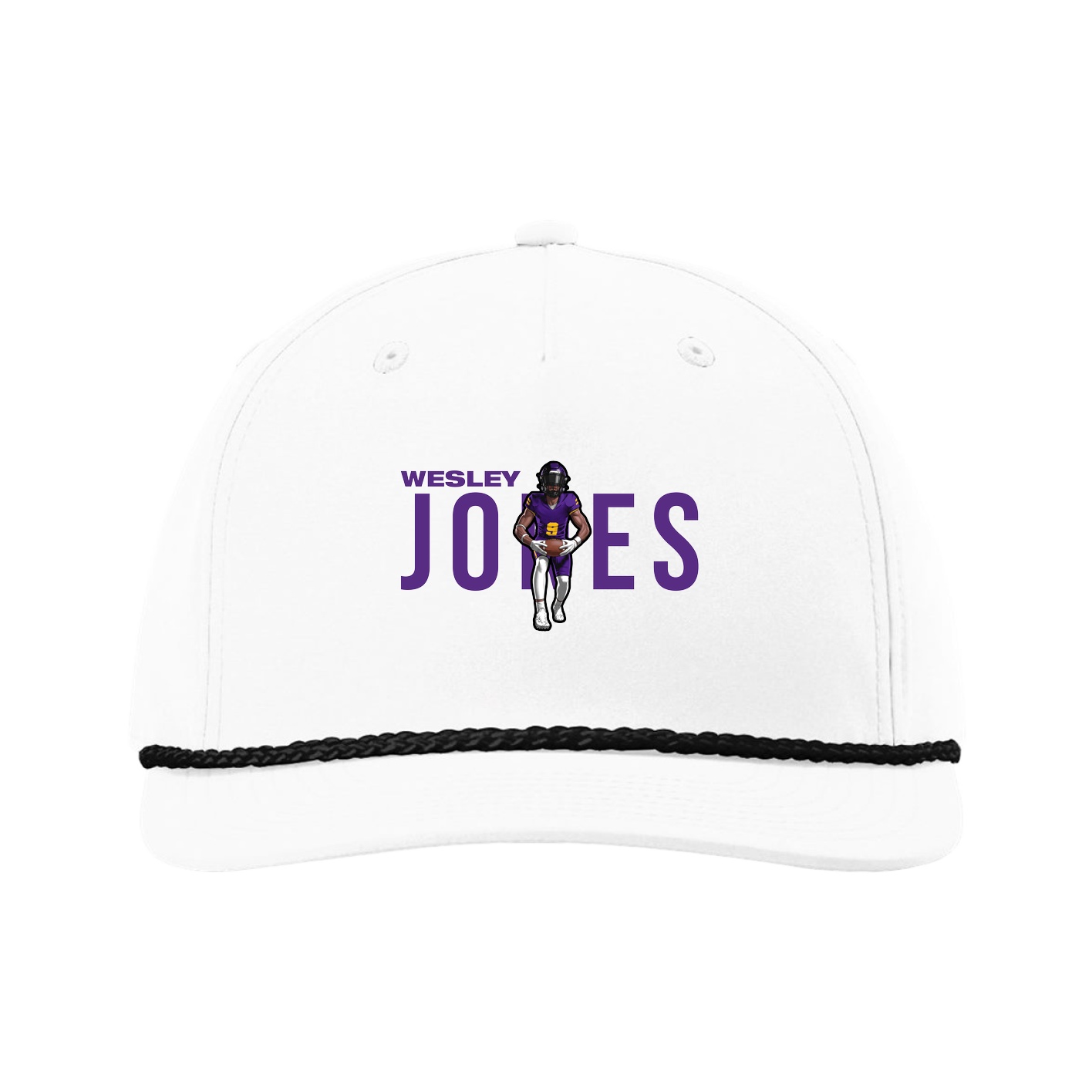 Five-Panel Classic Rope Cap — Player Name in White