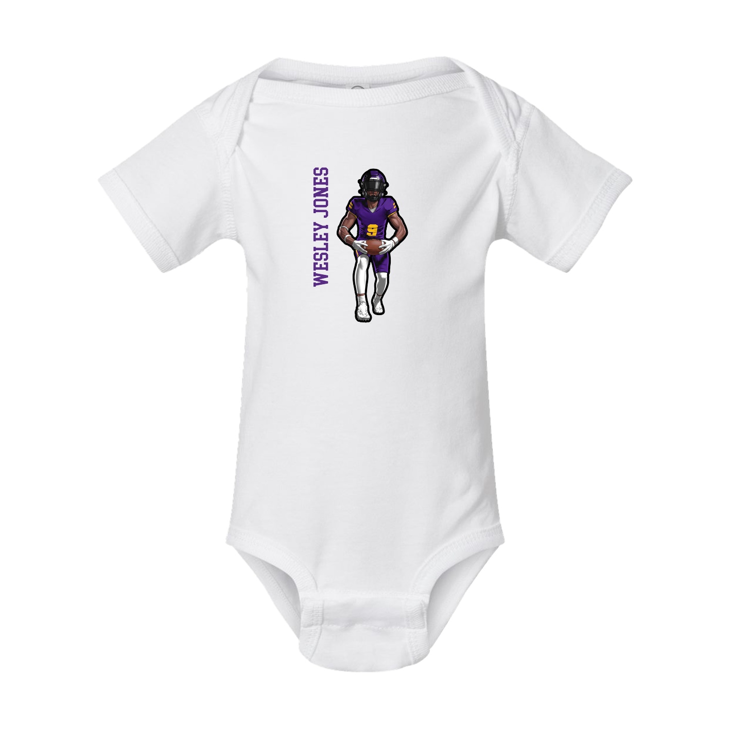 Baby Onesie — Name Vertical in White