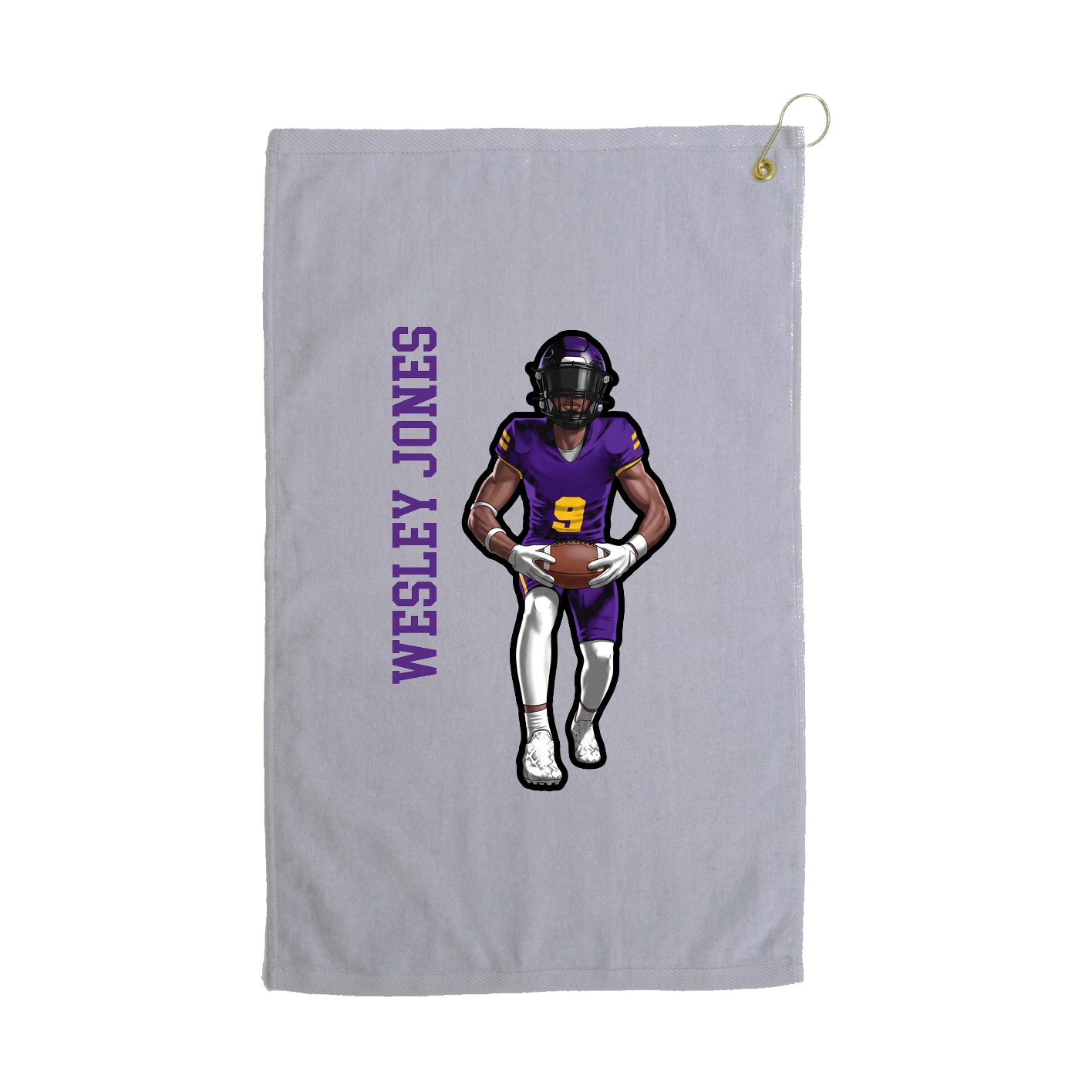 Golf Towel — Name Vertical in Grey