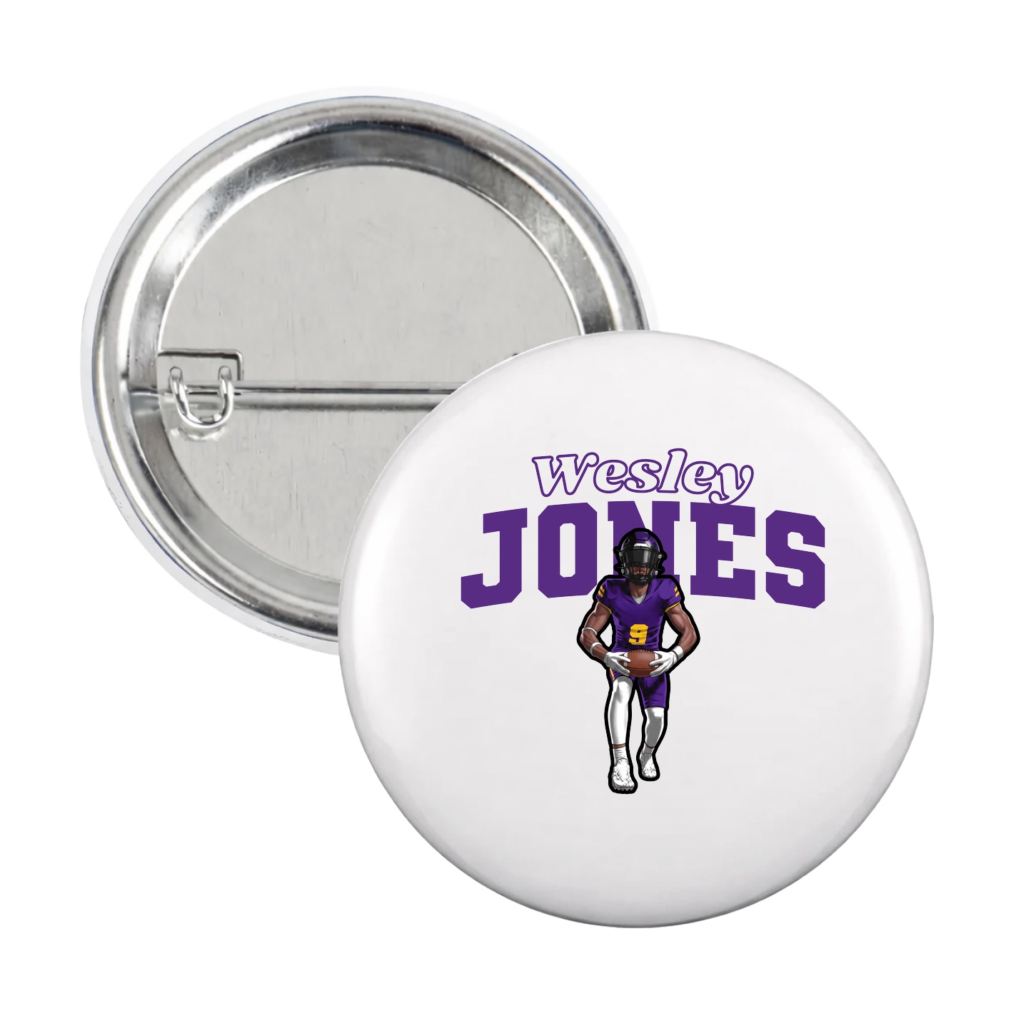 Game Day Button — Name Arch in White