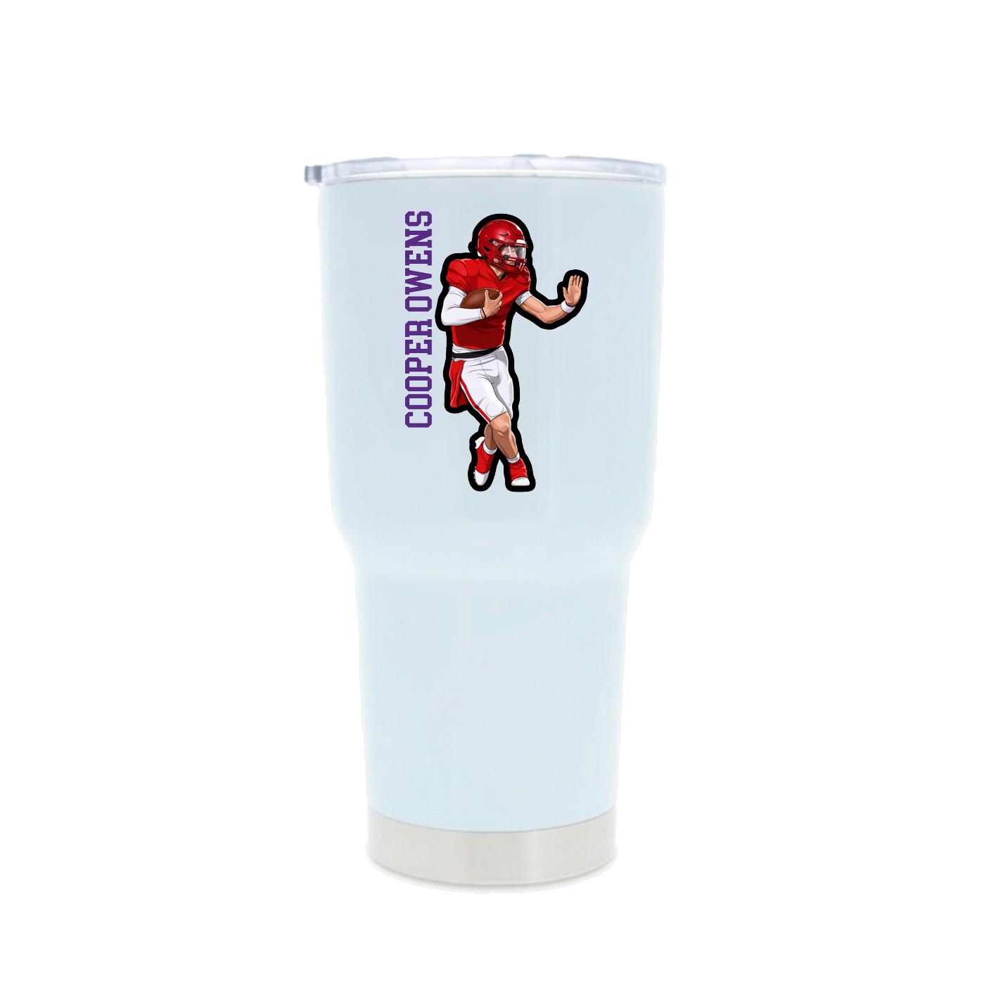 30oz Stainless Steel Tumbler — Name Vertical in White