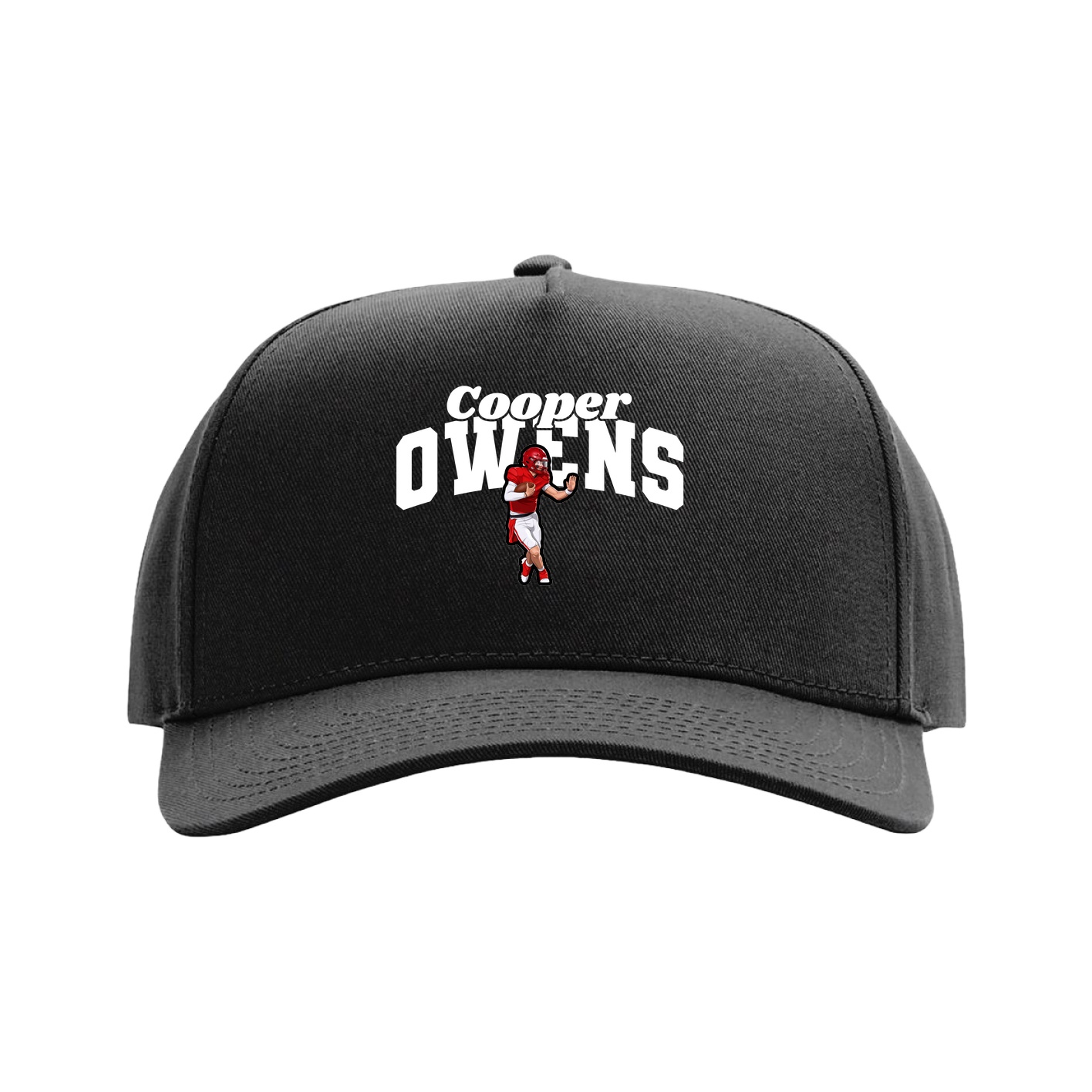 Full Fabric Five-Panel Champ Cap — Signature Arch in Black