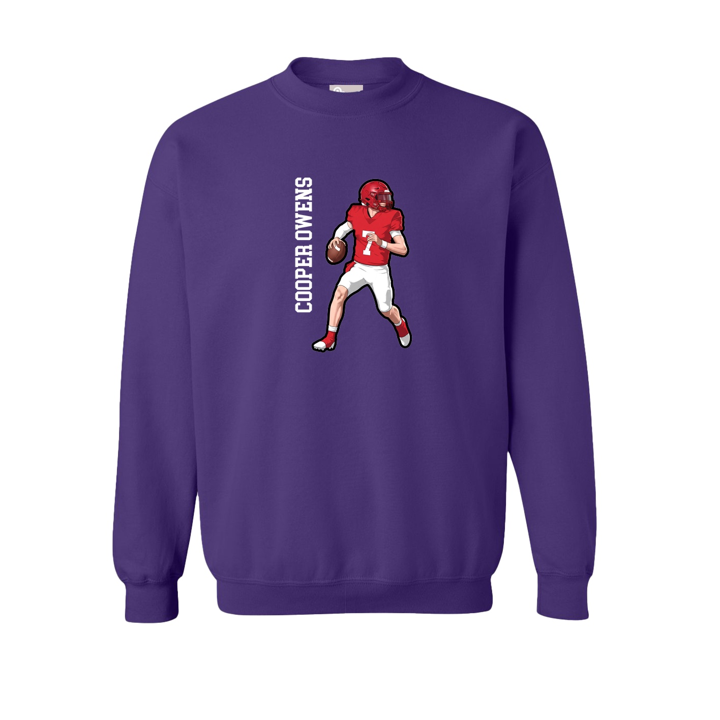 Fleece Crew — Name Vertical in Purple