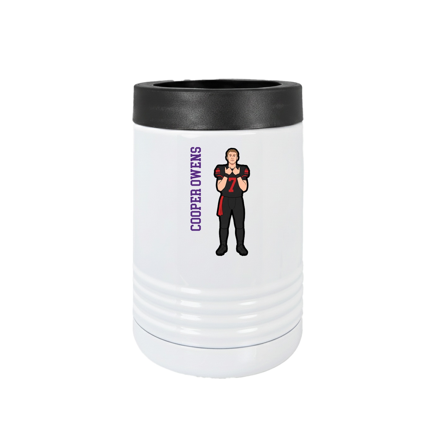 Beverage Holder — Name Vertical in White