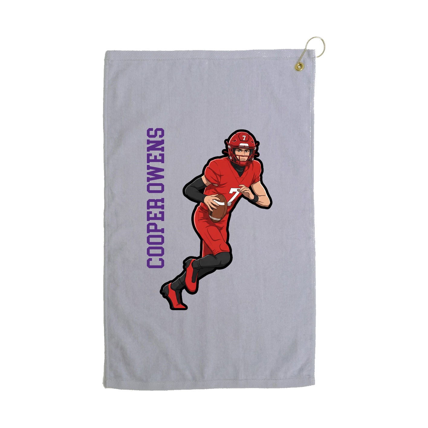 Golf Towel — Name Vertical in Grey
