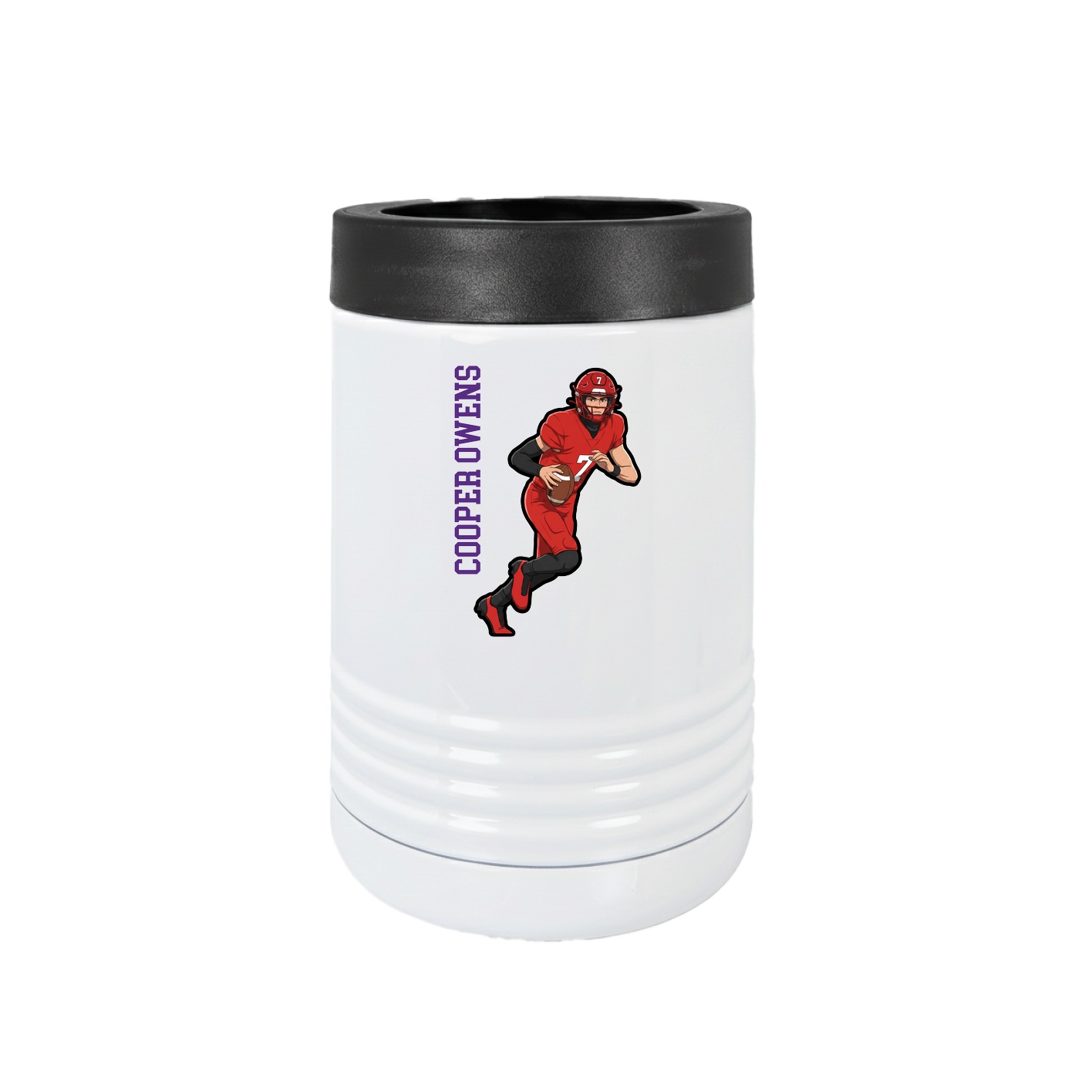 Beverage Holder — Name Vertical in White
