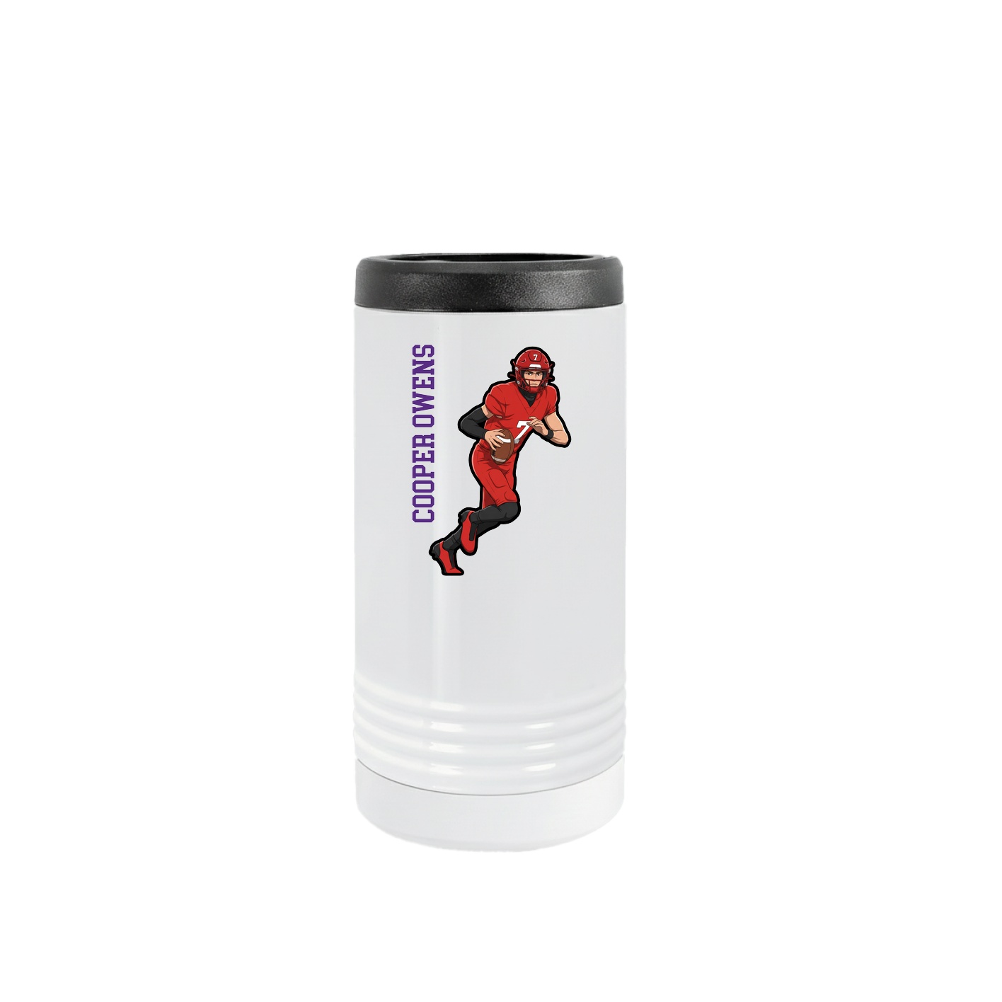 Slim Beverage Holder — Name Vertical in White