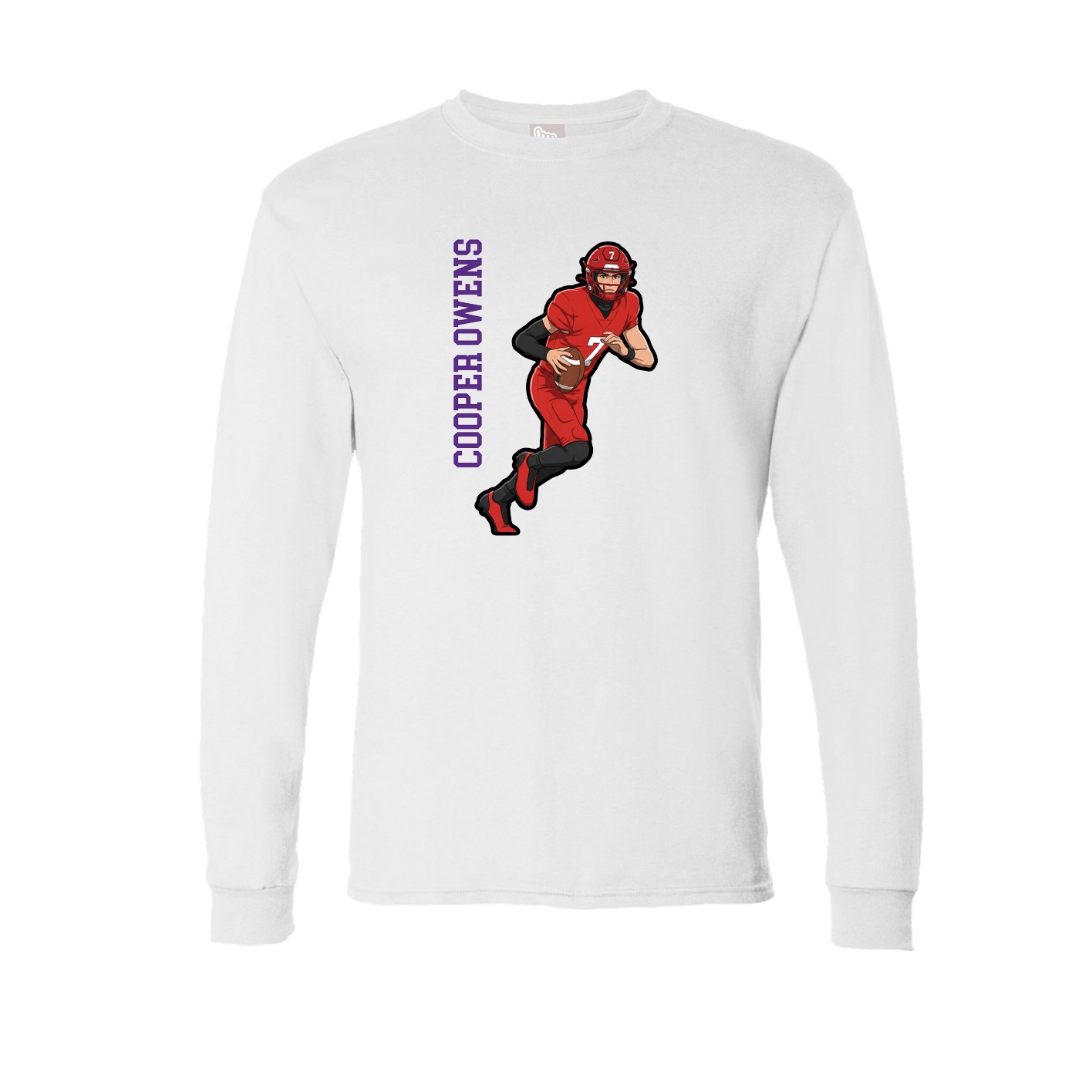 Long Sleeve Tee — Name Vertical in White