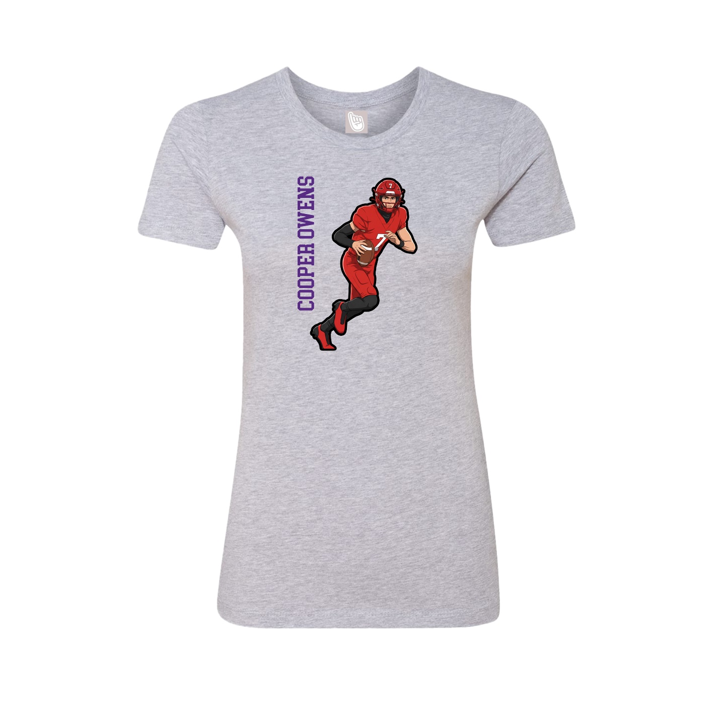 Fitted Women's Tee — Name Vertical in Grey