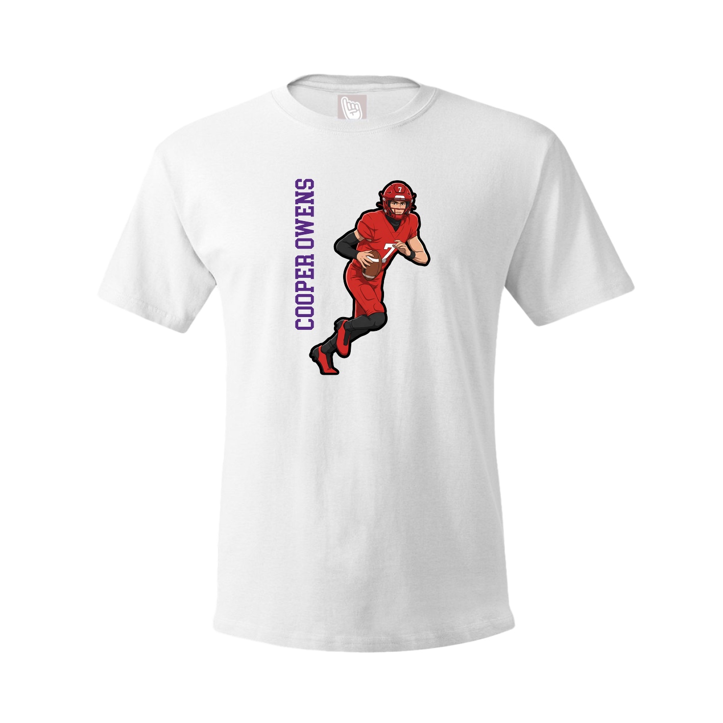 Youth Tee — Name Vertical in White
