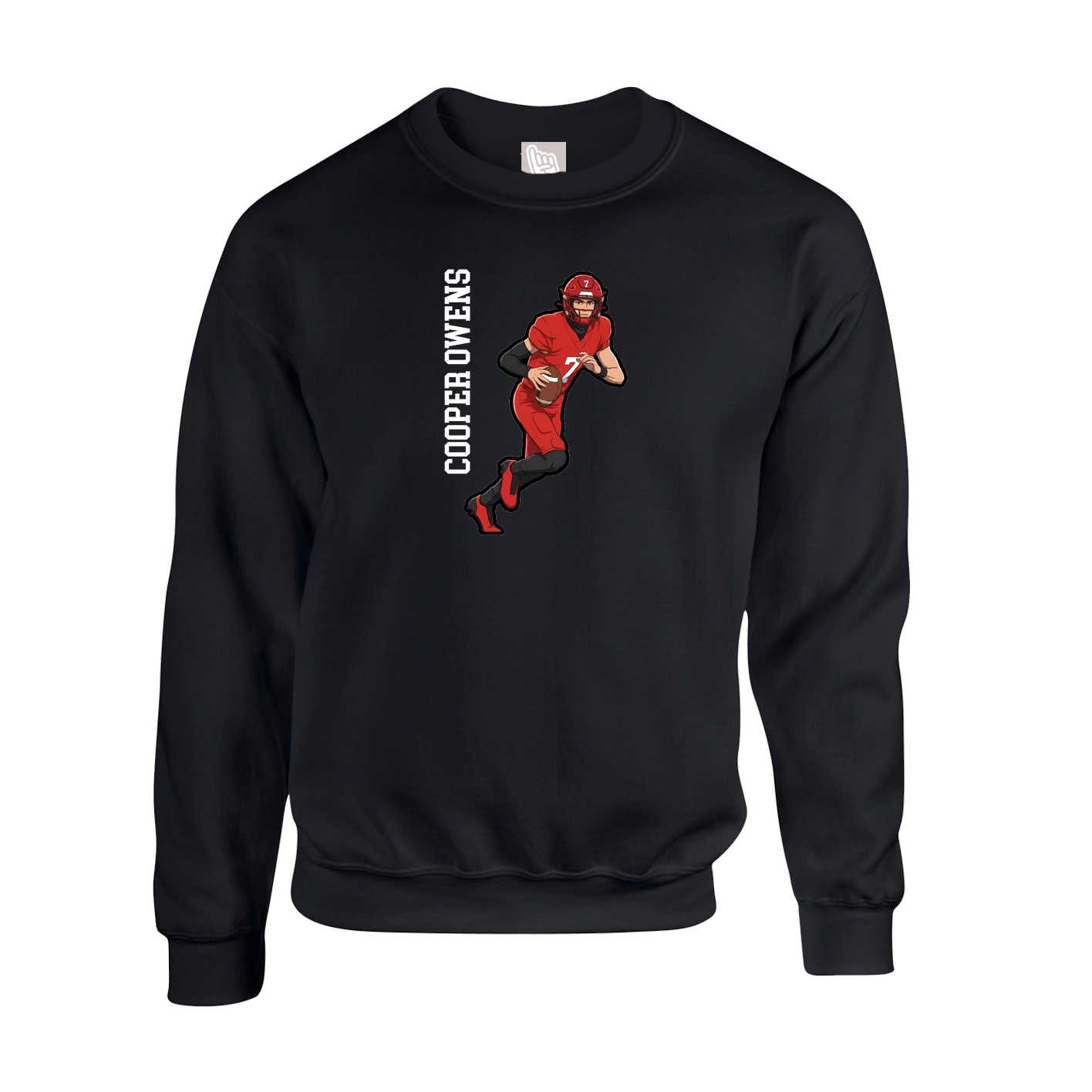 Fleece Crew — Name Vertical in Black