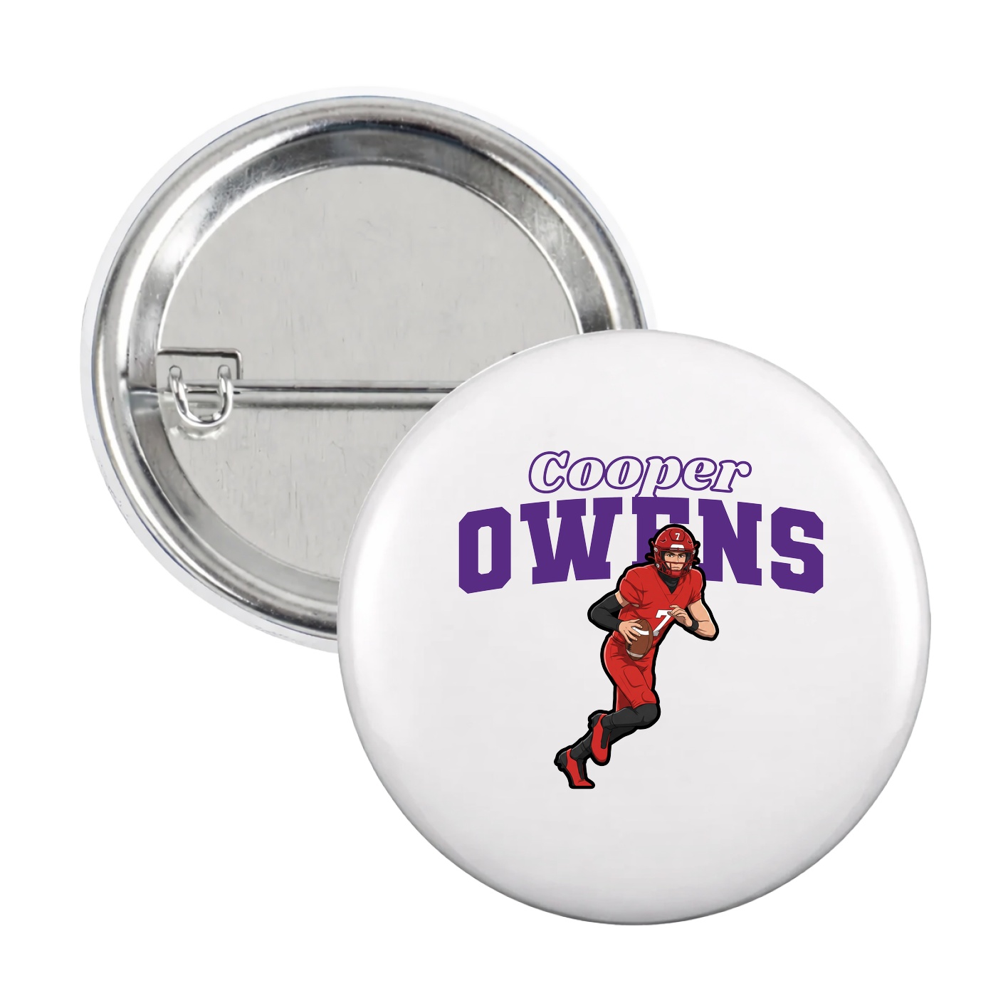 Game Day Button — Name Arch in White