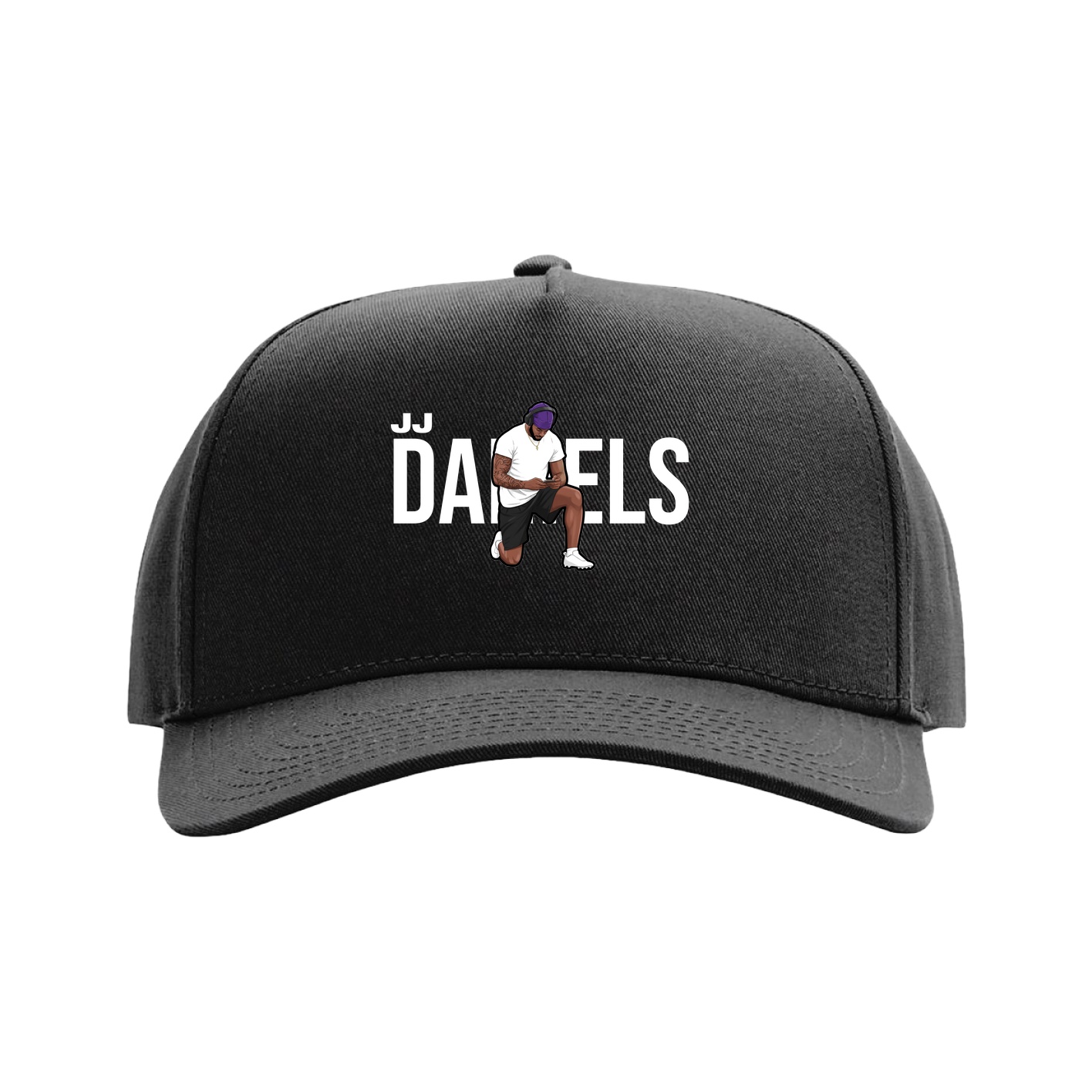 Full Fabric Five-Panel Champ Cap — Player Name in Black