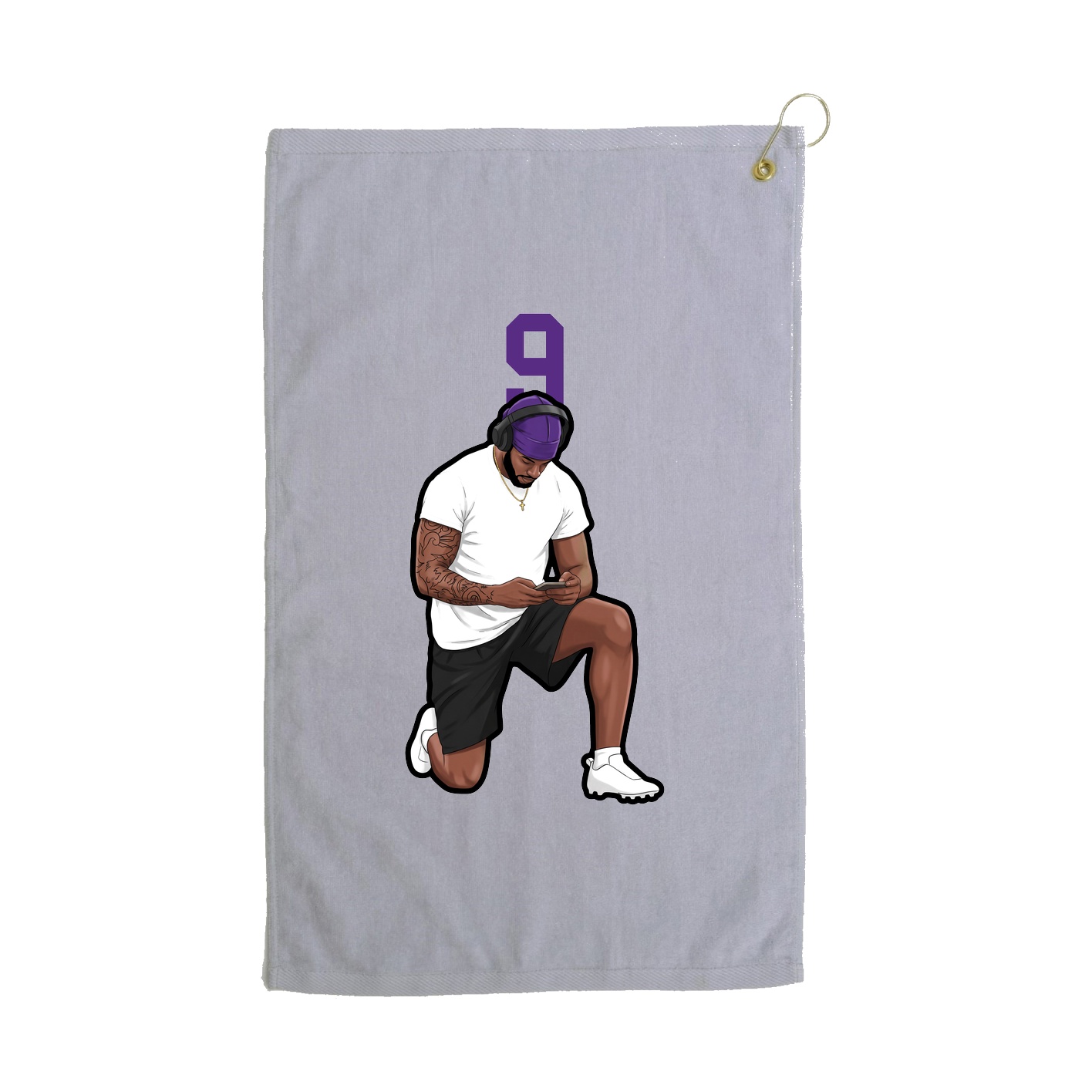 Golf Towel — Number Top in Grey