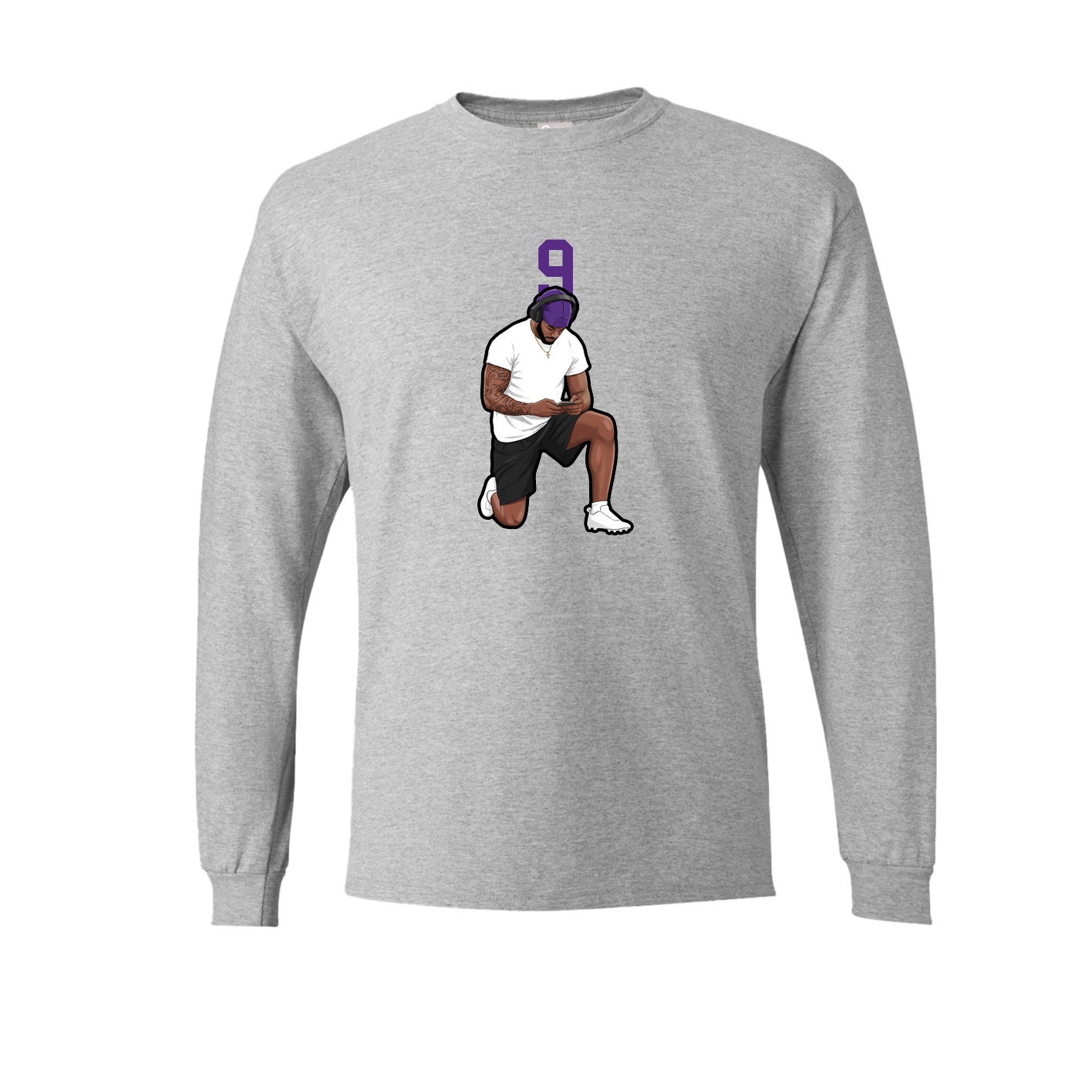 Long Sleeve Tee — Number Top in Grey