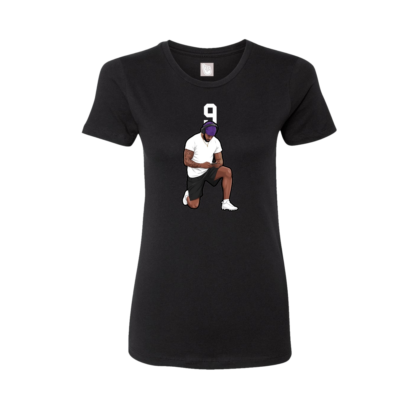 Fitted Women's Tee — Number Top in Black
