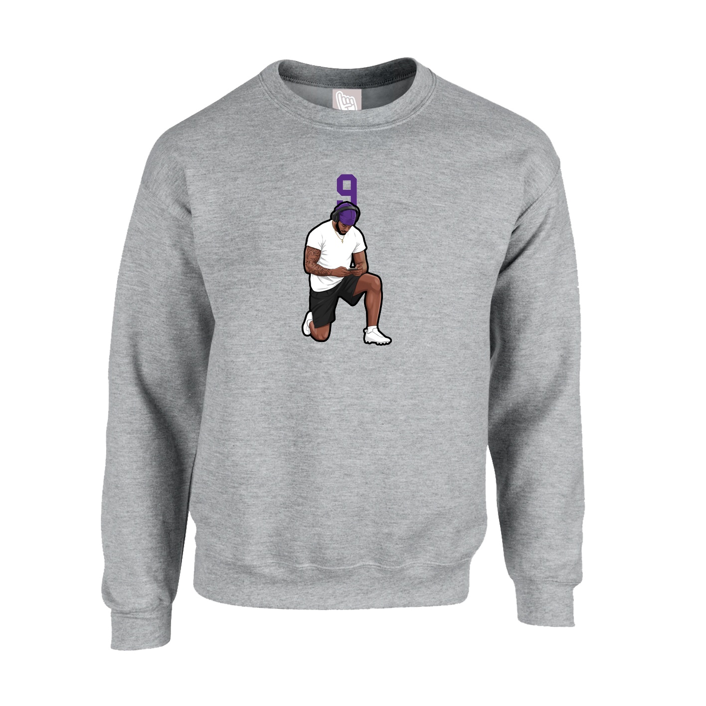 Fleece Crew — Number Top in Grey