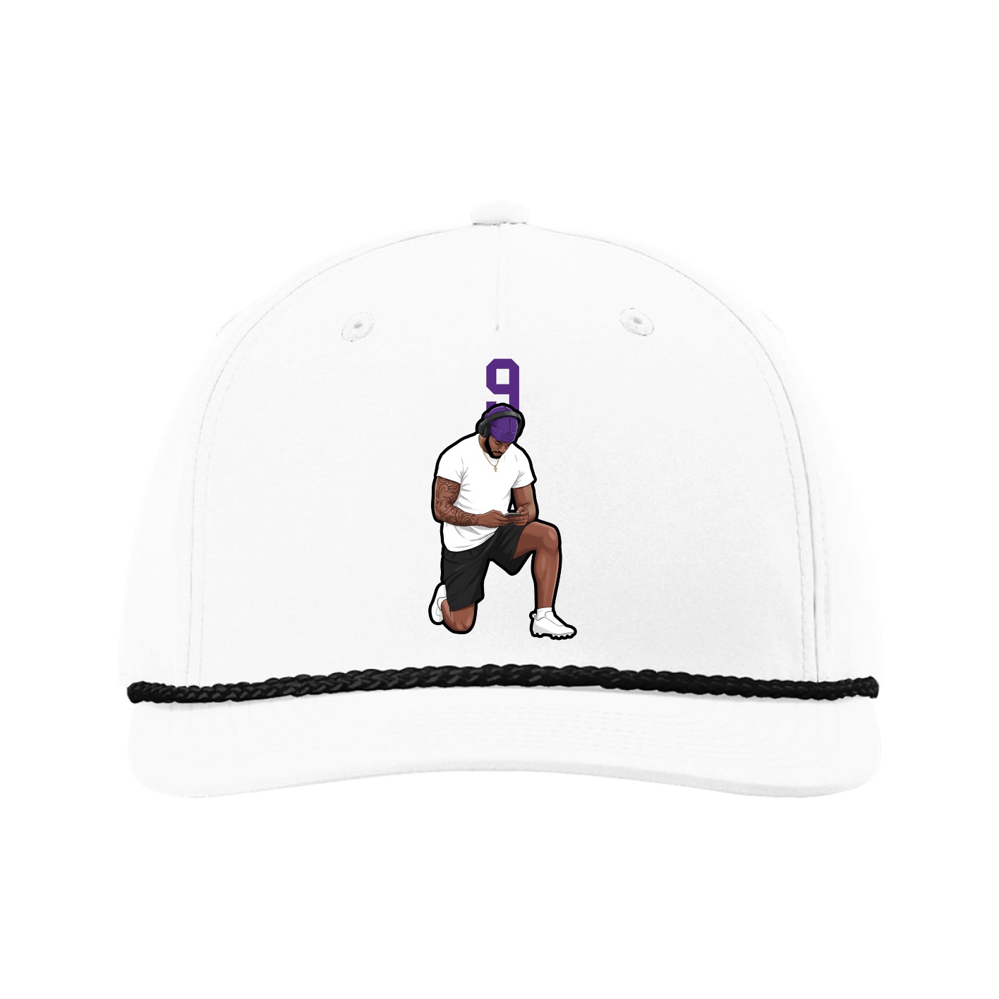Five-Panel Classic Rope Cap — Number Top in White