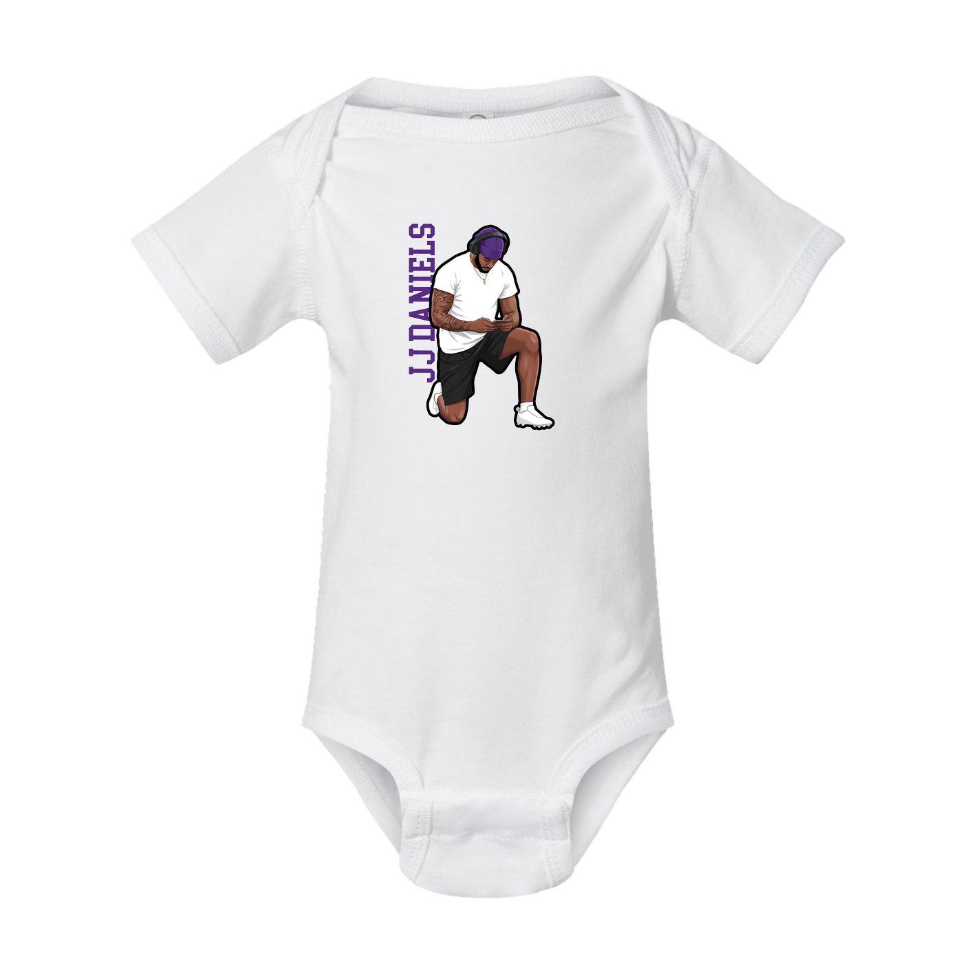 Baby Onesie — Name Vertical in White