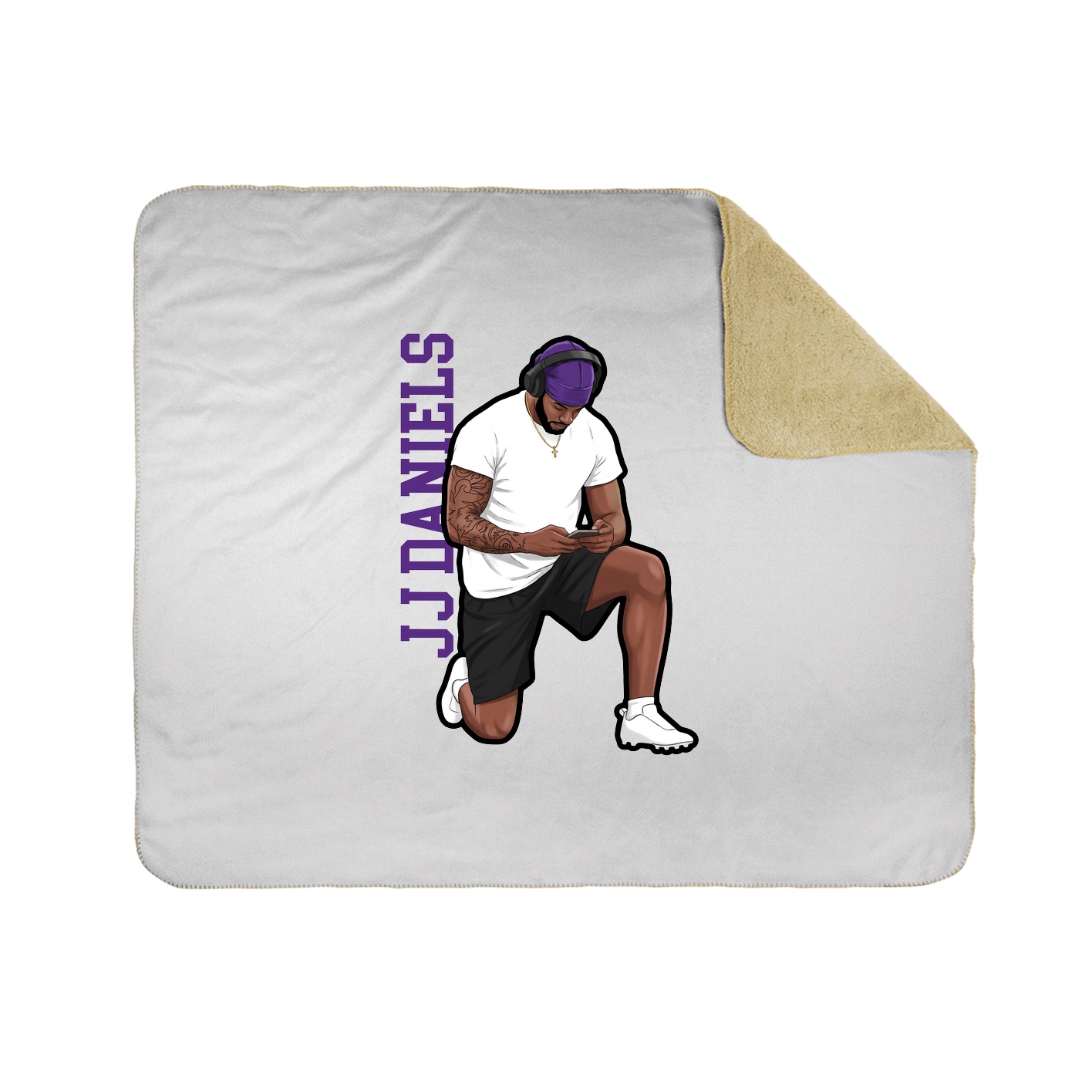 Throw Blanket — Name Vertical in White