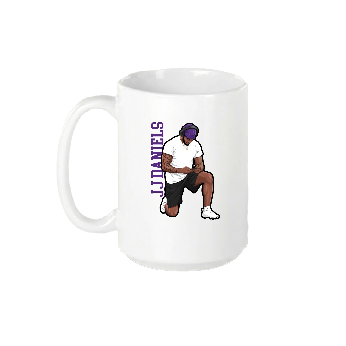 15oz Coffee Mug — Name Vertical in White