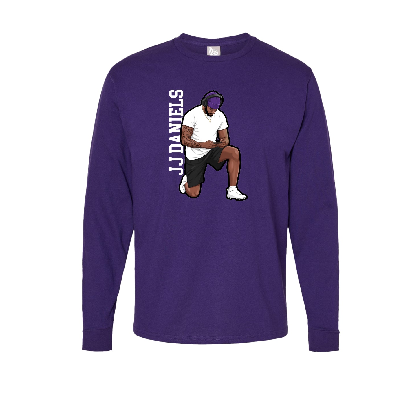 Long Sleeve Tee — Name Vertical in Purple