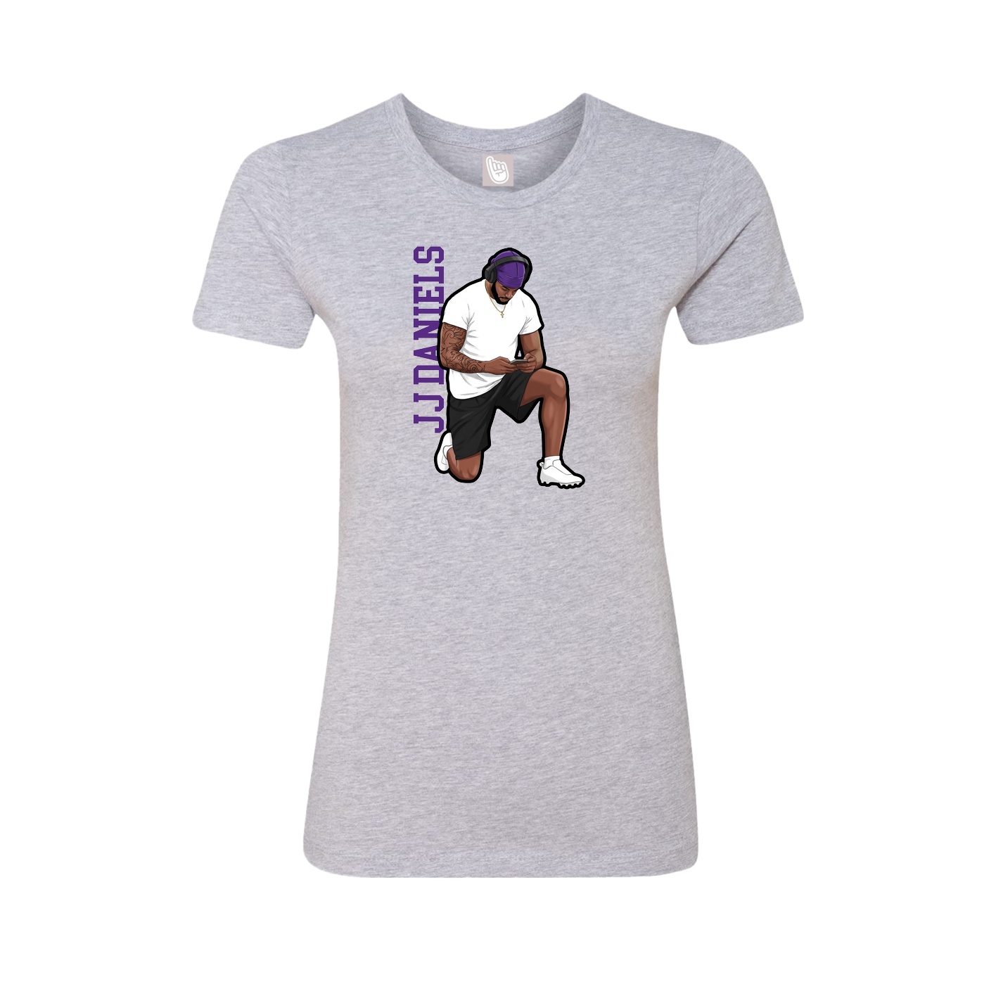 Fitted Women's Tee — Name Vertical in Grey