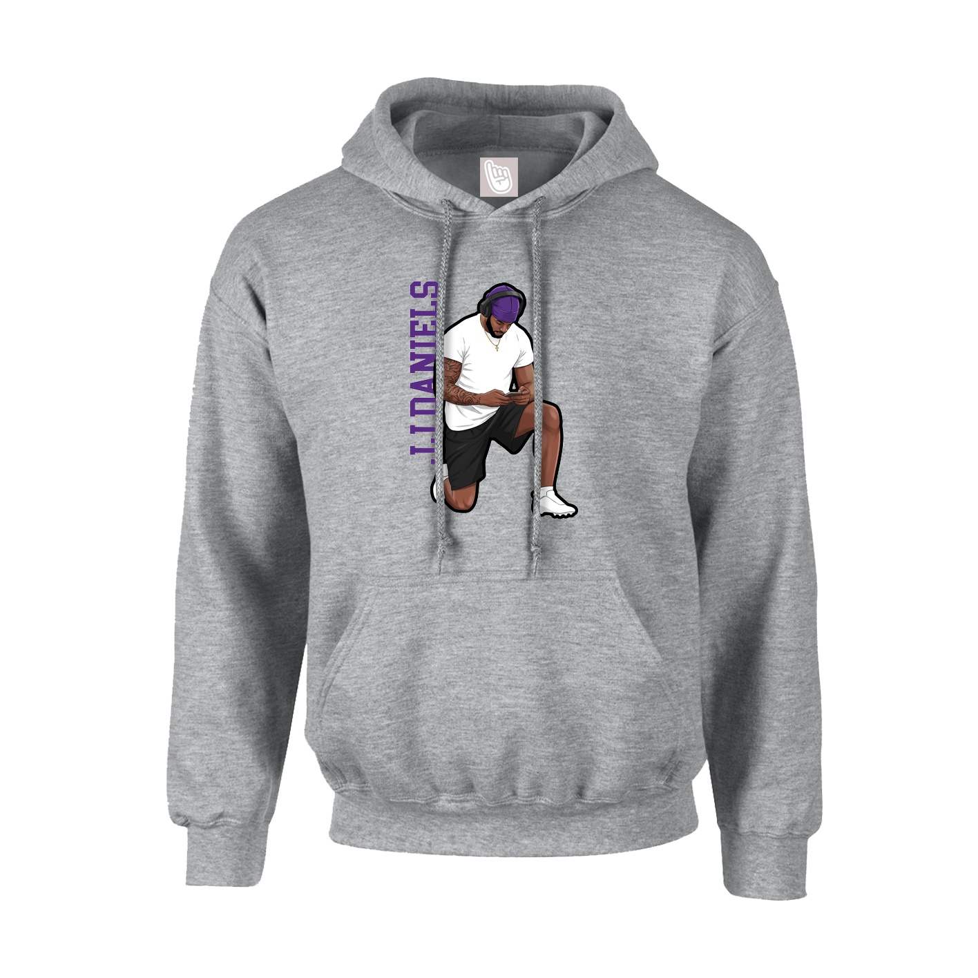 Hoodie — Name Vertical in Grey