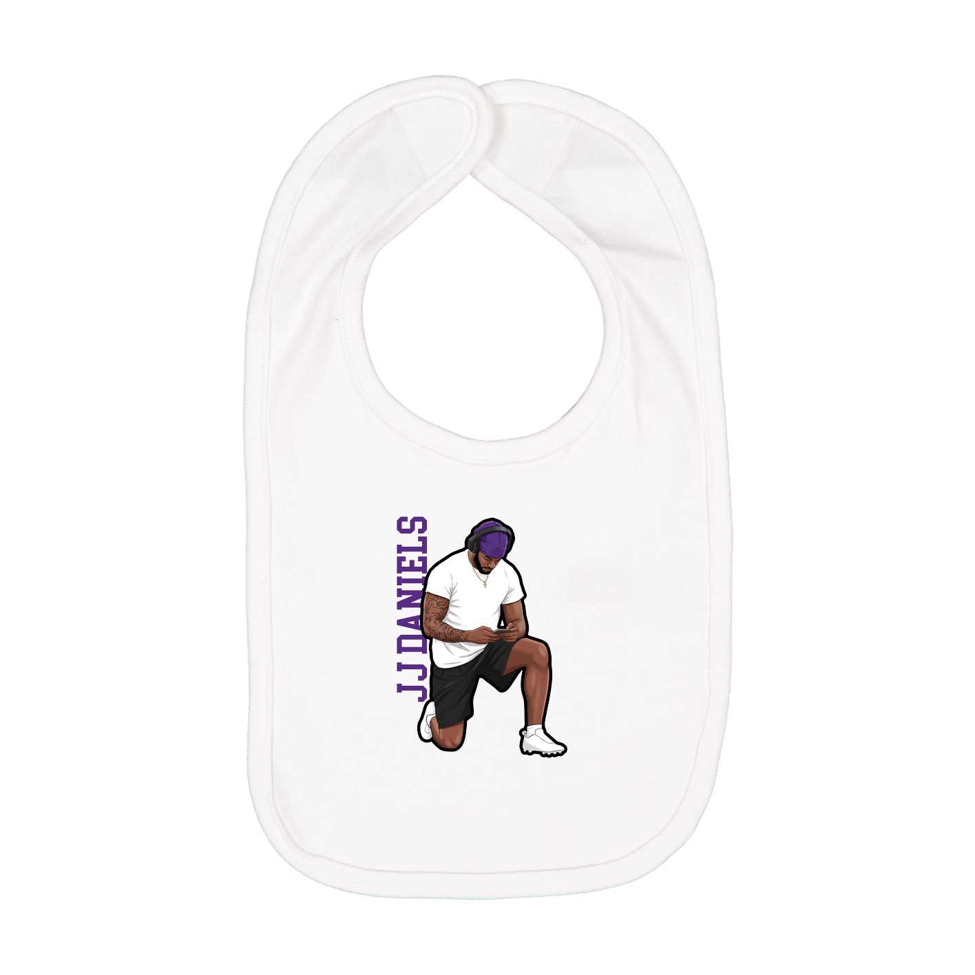 Infant Bib — Name Vertical in White