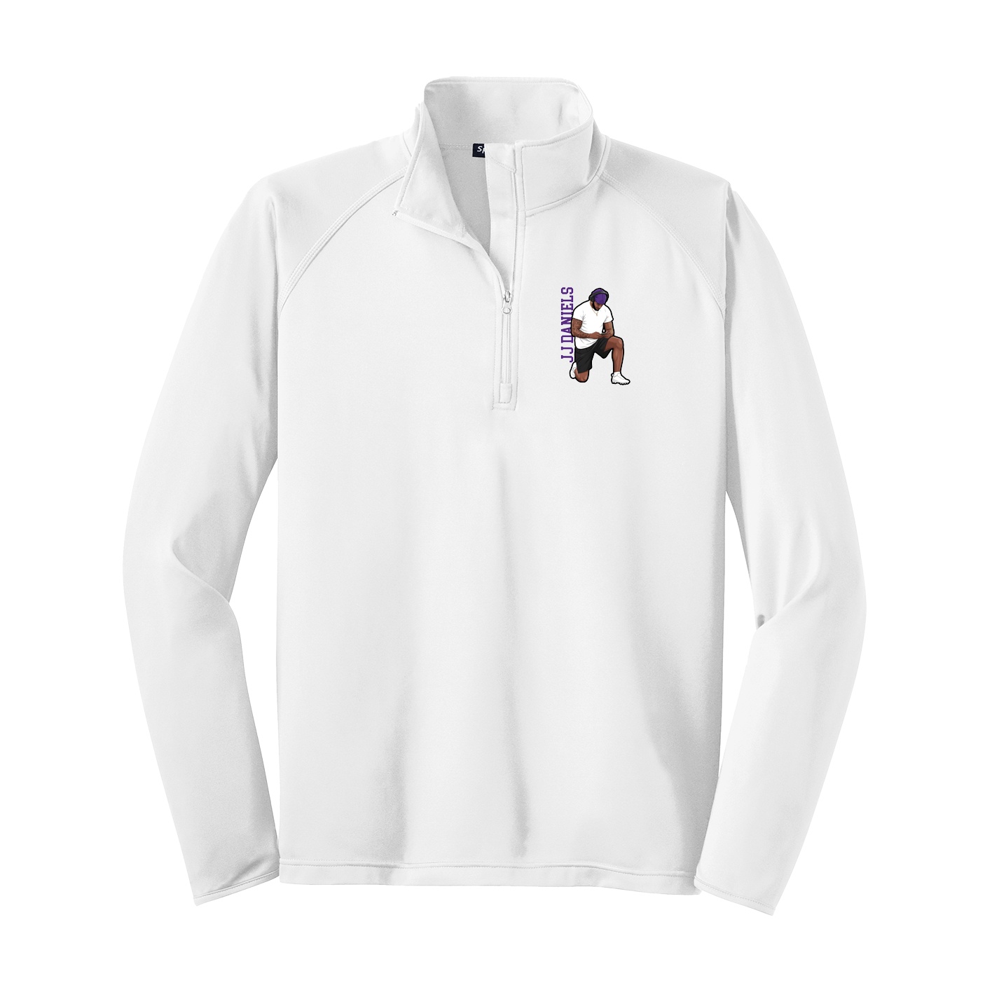 Q-Zip Pullover — Name Vertical in White