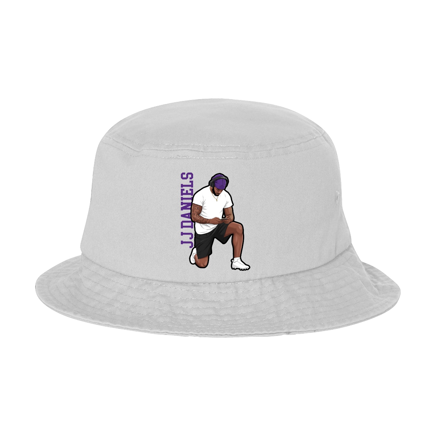 Bucket Cap — Name Vertical in White