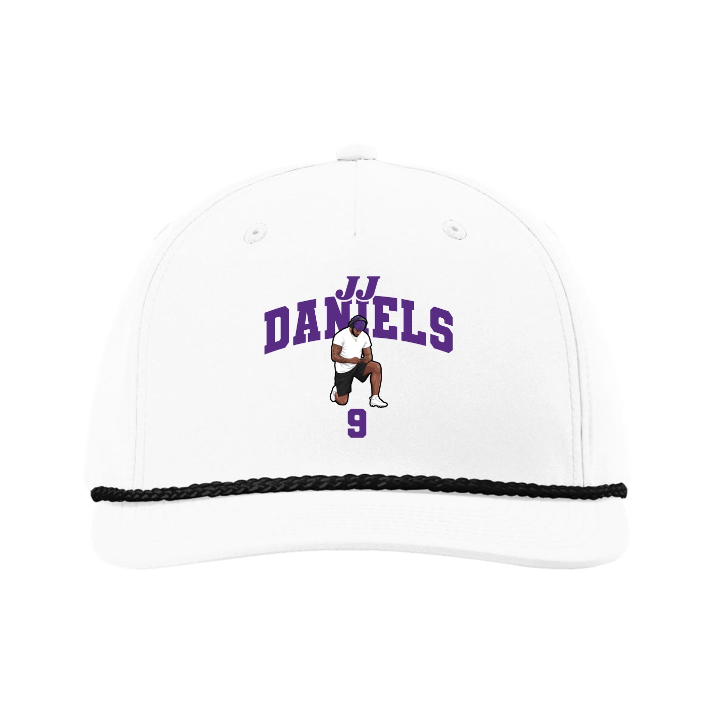 Five-Panel Classic Rope Cap — Signature Arch in White