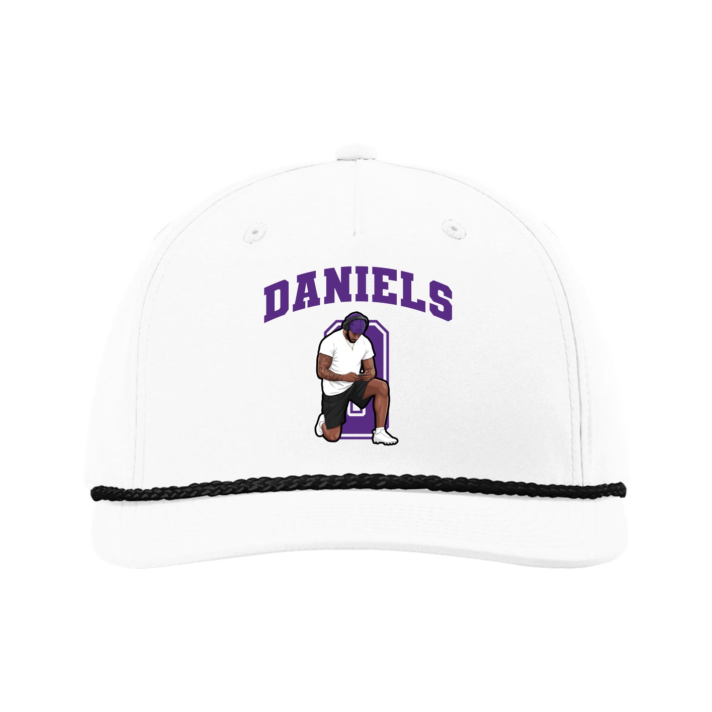 Five-Panel Classic Rope Cap — Number in White