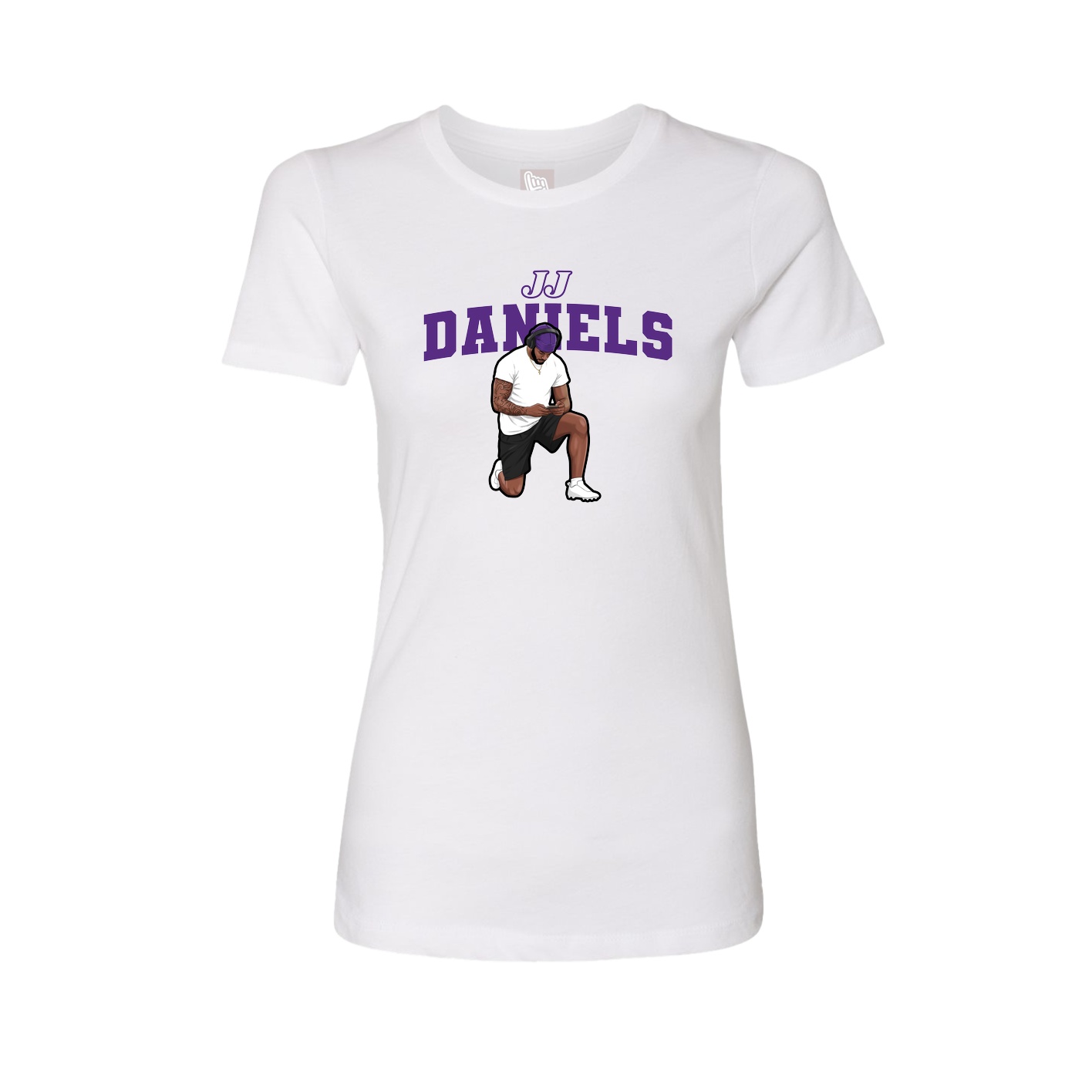 Fitted Women's Tee — Name Arch in White