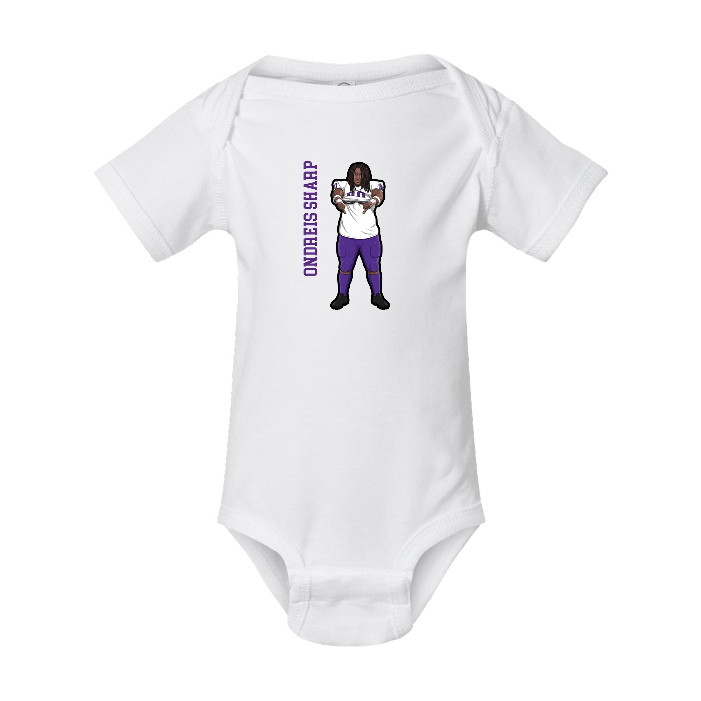 Baby Onesie — Name Vertical in White